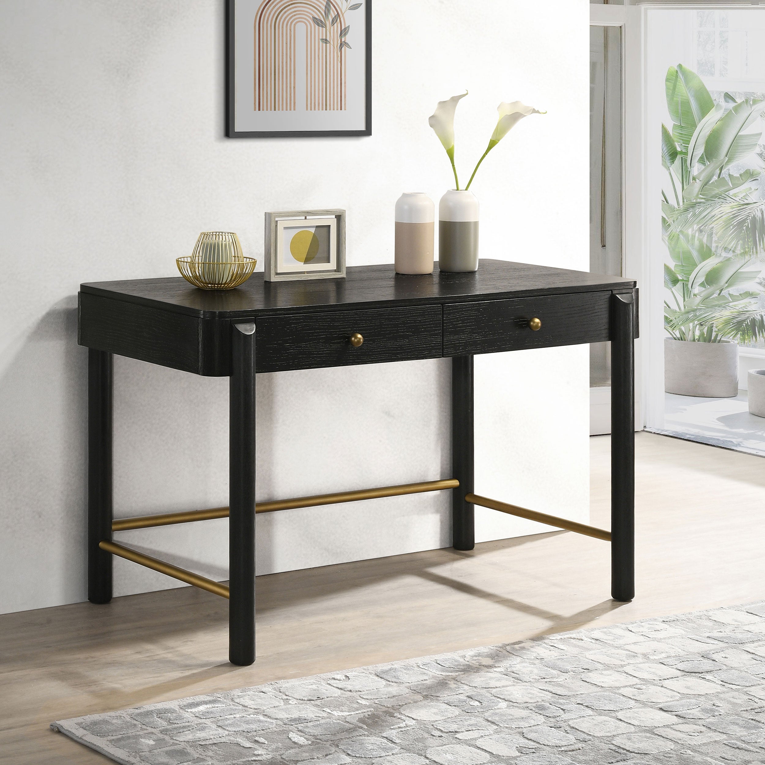 Arini 2-drawer Vanity Desk Makeup Table Black