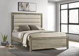 Giselle  Panel Bed with Upholstered Headboard Rustic Beige