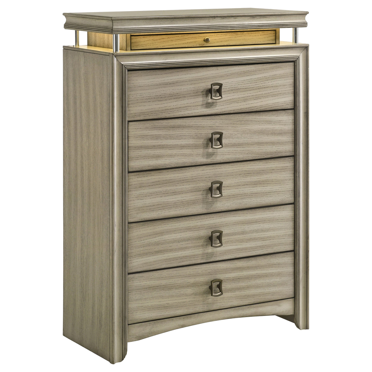 Giselle 6-drawer Bedroom Chest with LED Rustic Beige