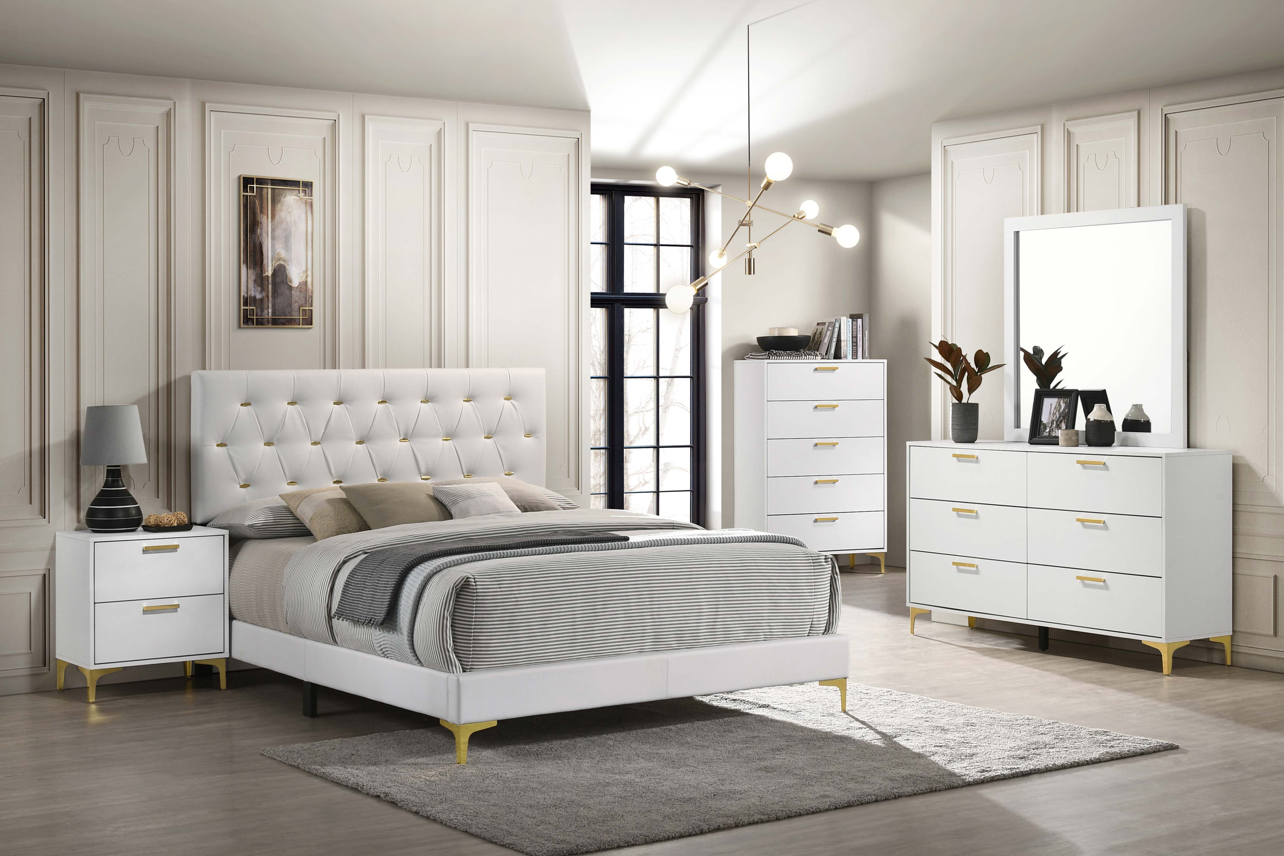 Kendall Tufted Upholstered Panel  Bed White