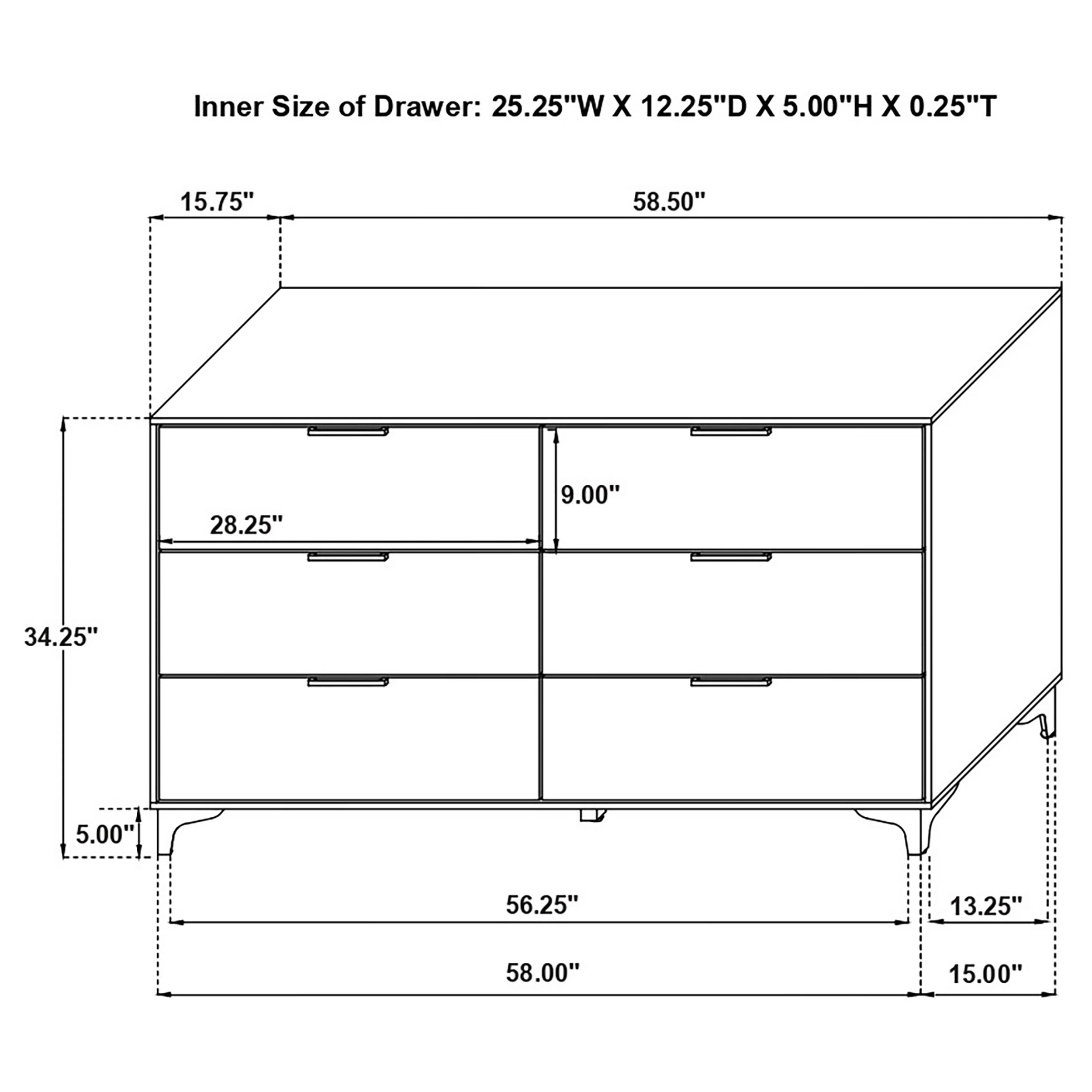 Kendall 6-drawer Dresser with Mirror White