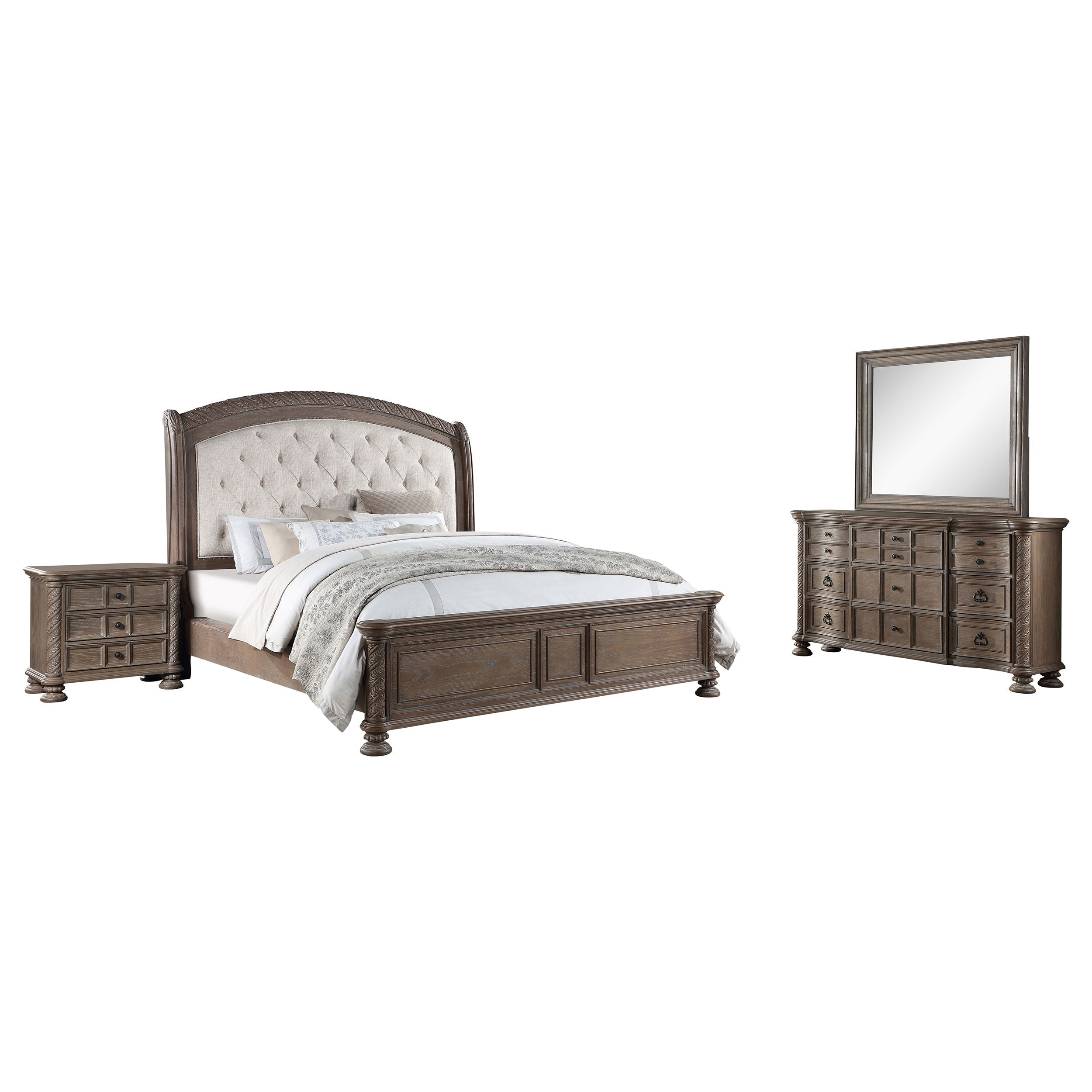 Emmett   Bedroom Set Walnut and Beige