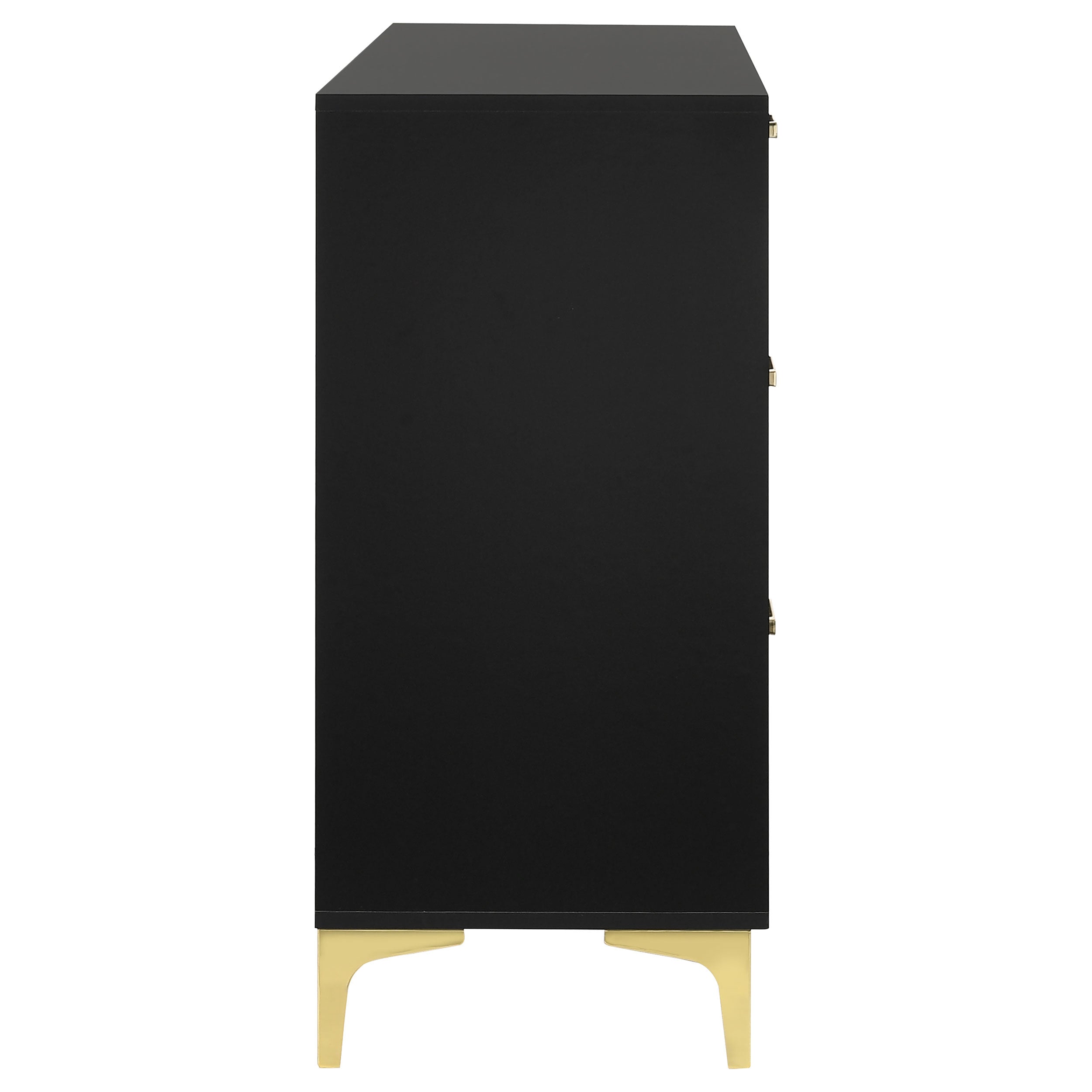 Kendall 6-drawer Dresser with Mirror Black and Gold