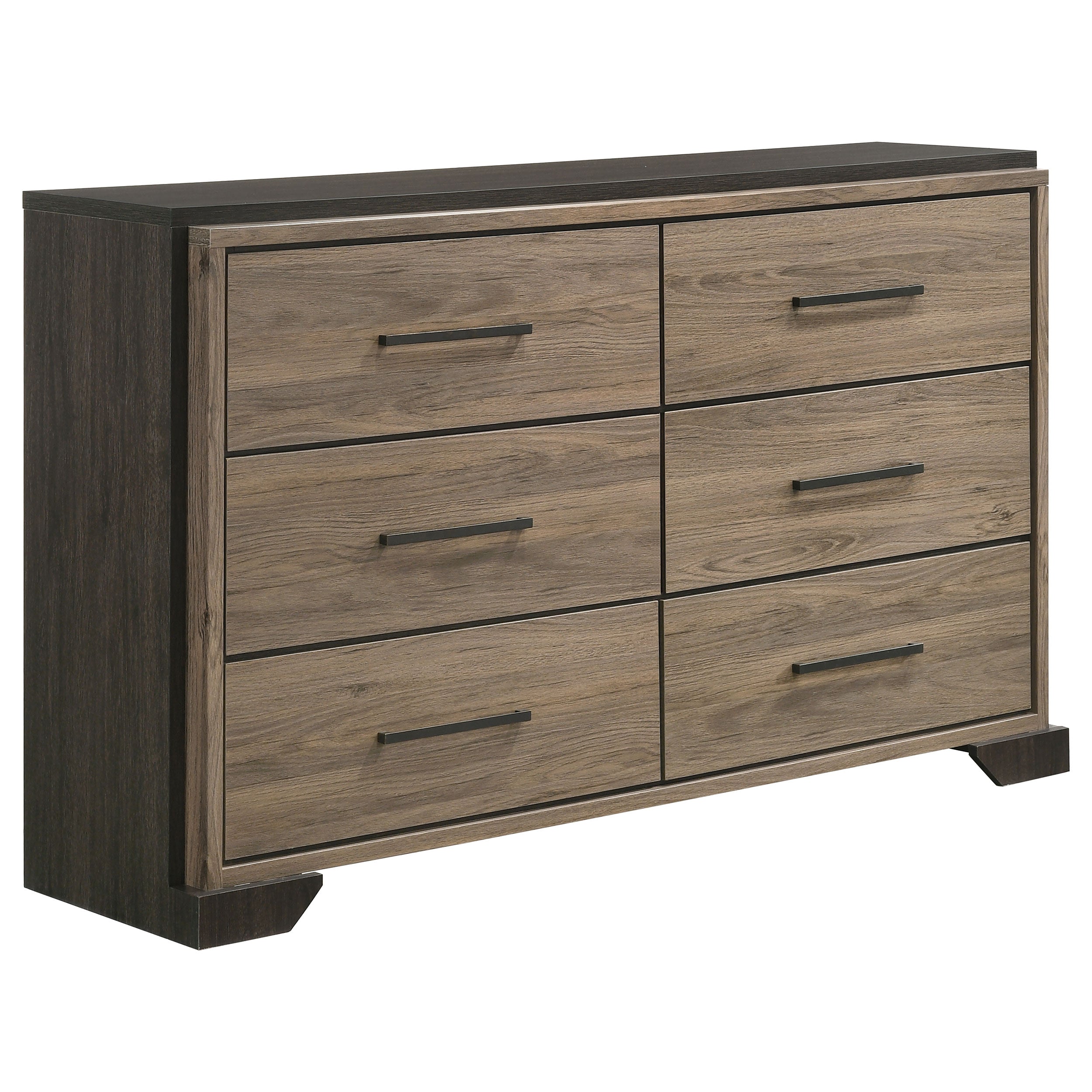 Baker 6-drawer Dresser with Mirror Brown and Light Taupe