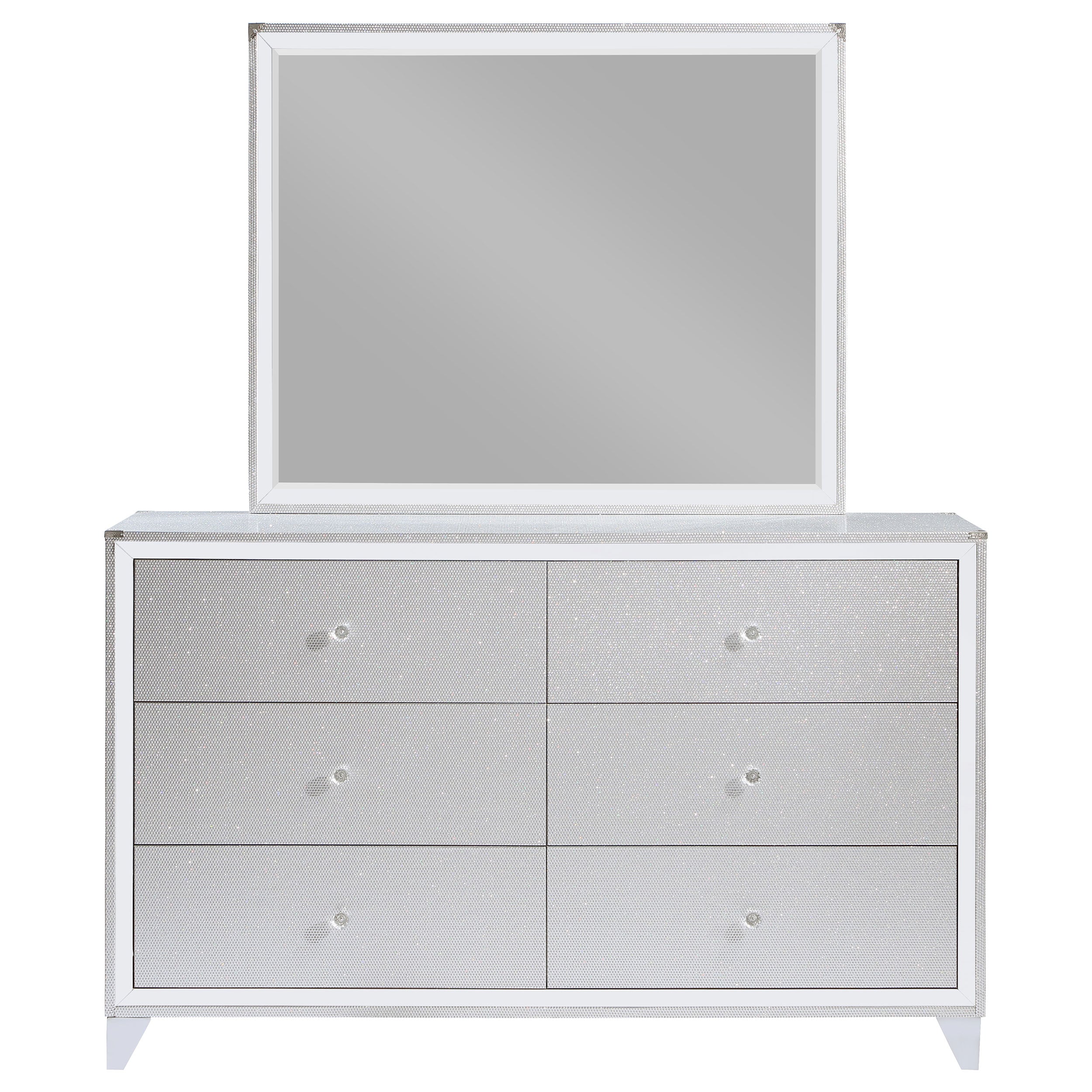 Larue 6-drawer Dresser with Mirror Silver