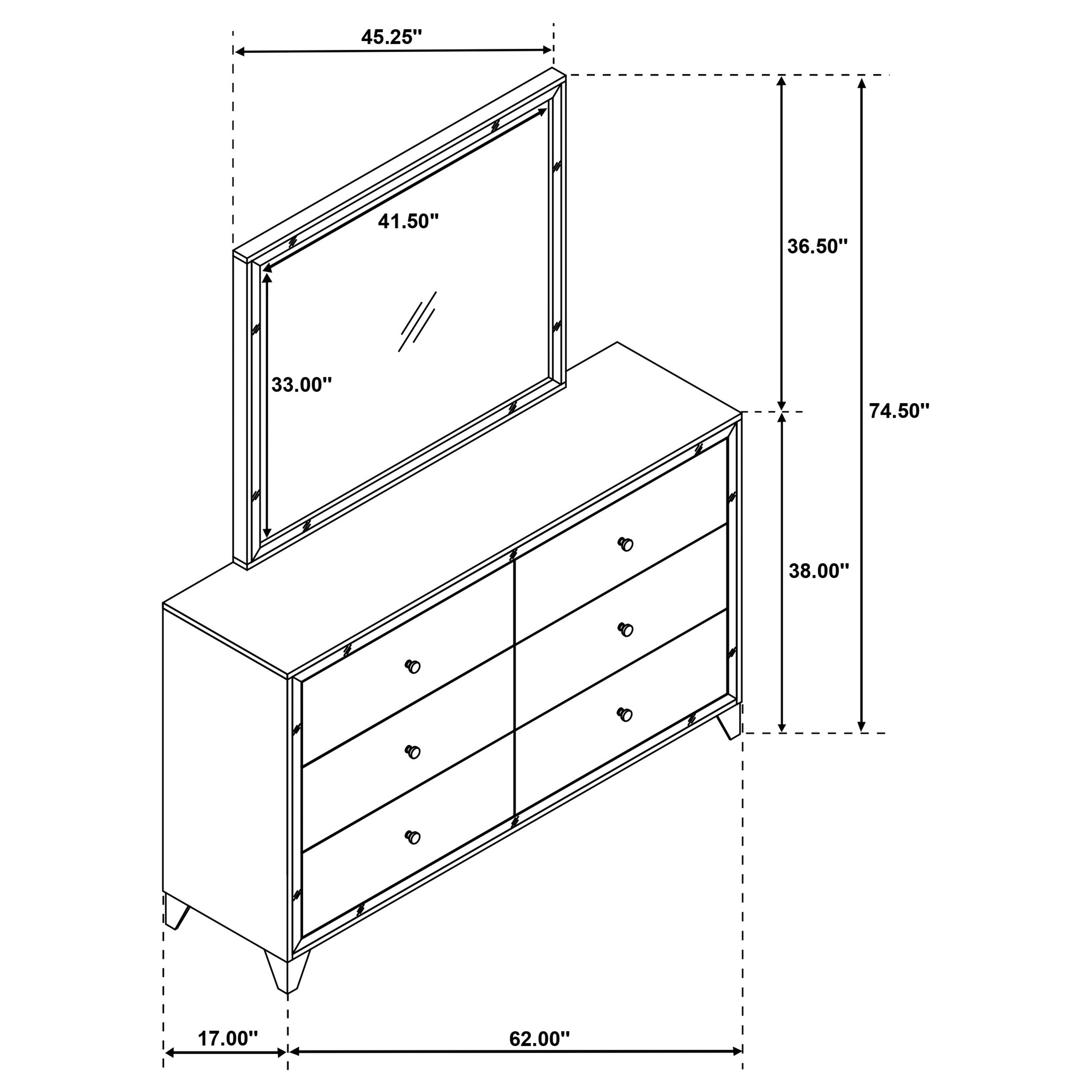 Larue 6-drawer Dresser with Mirror Silver