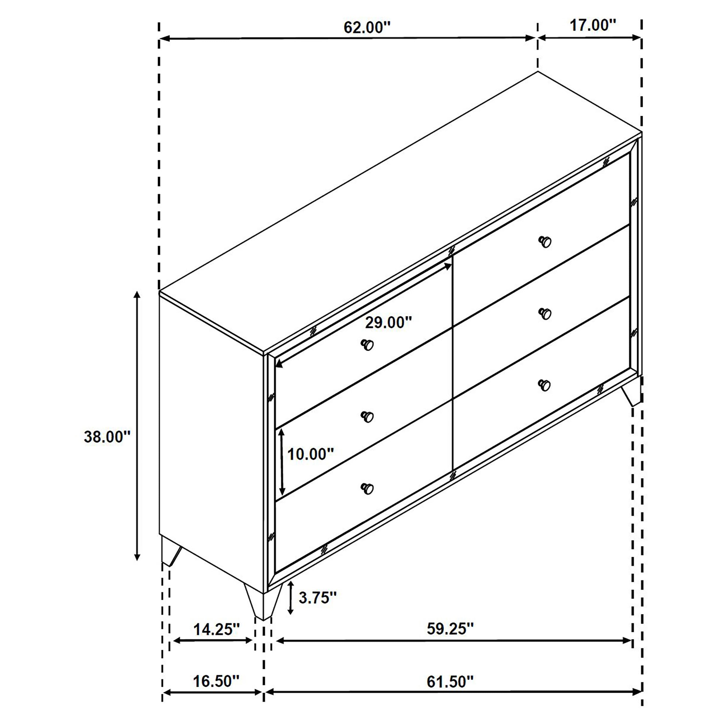 Larue 6-drawer Dresser with Mirror Silver