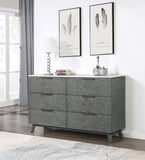 Nathan 6-drawer Dresser with Mirror White Marble and Grey