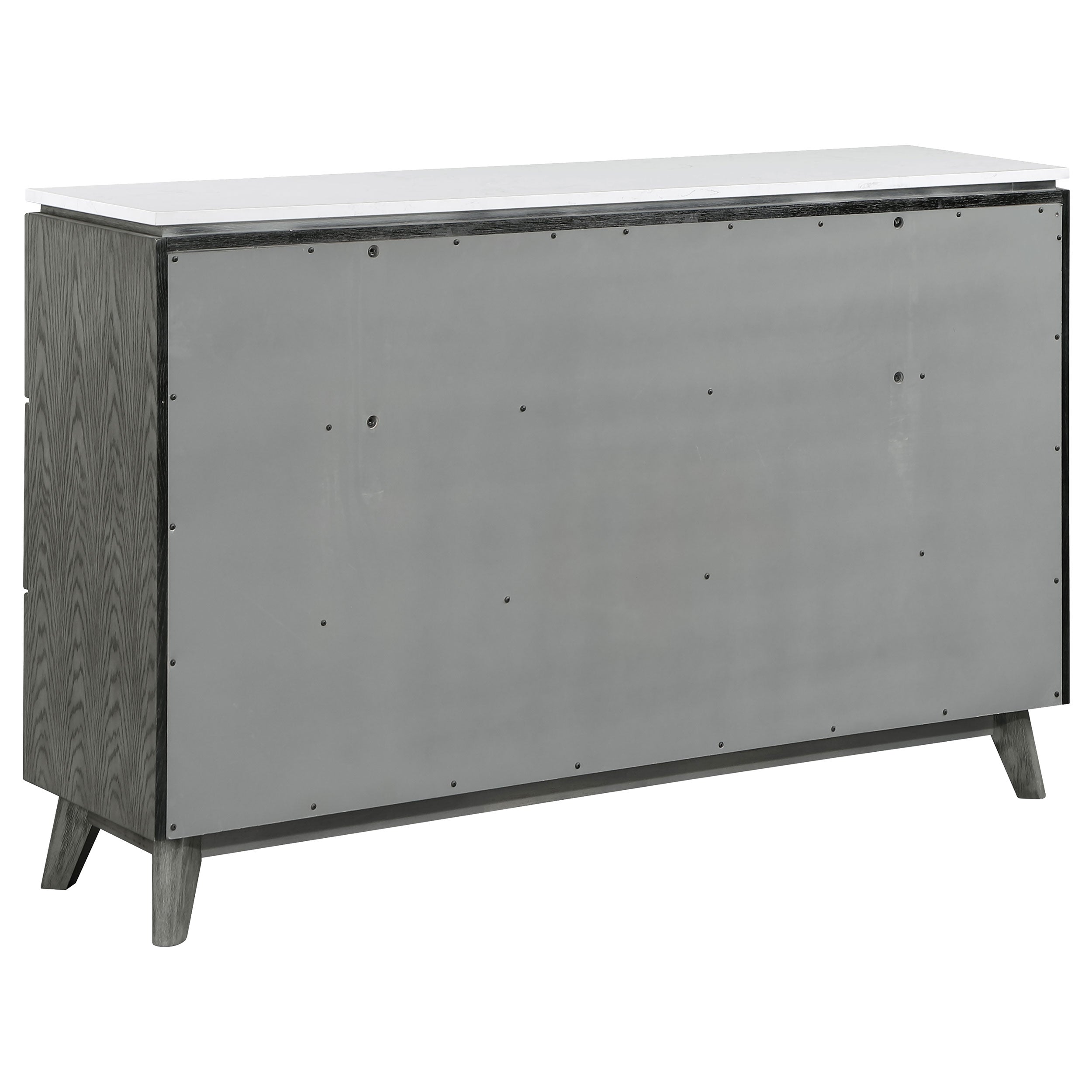 Nathan 6-drawer Dresser with Mirror White Marble and Grey