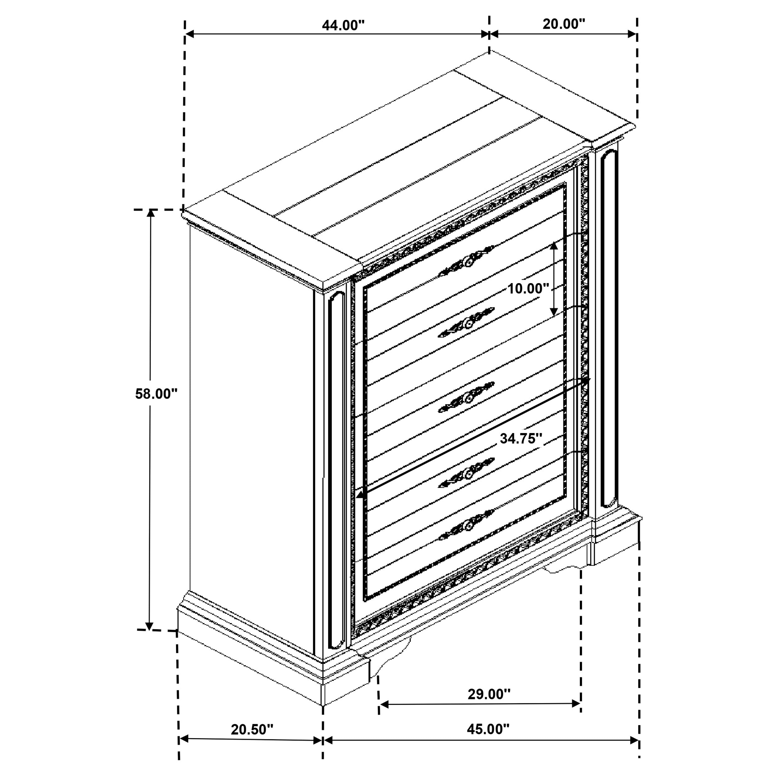 Evelyn 5-drawer Chest Antique White