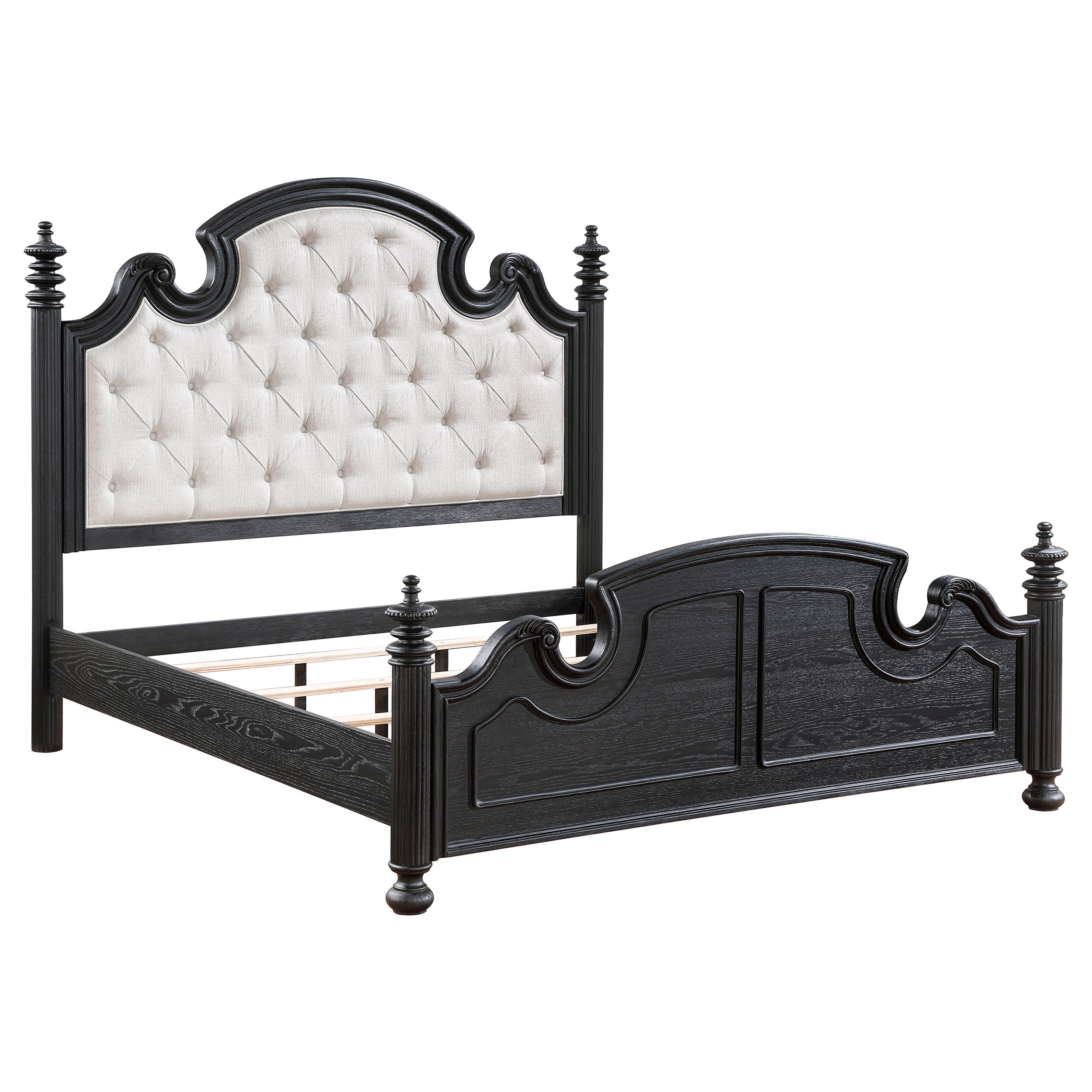 Celina  Bed with Upholstered Headboard Black and Beige