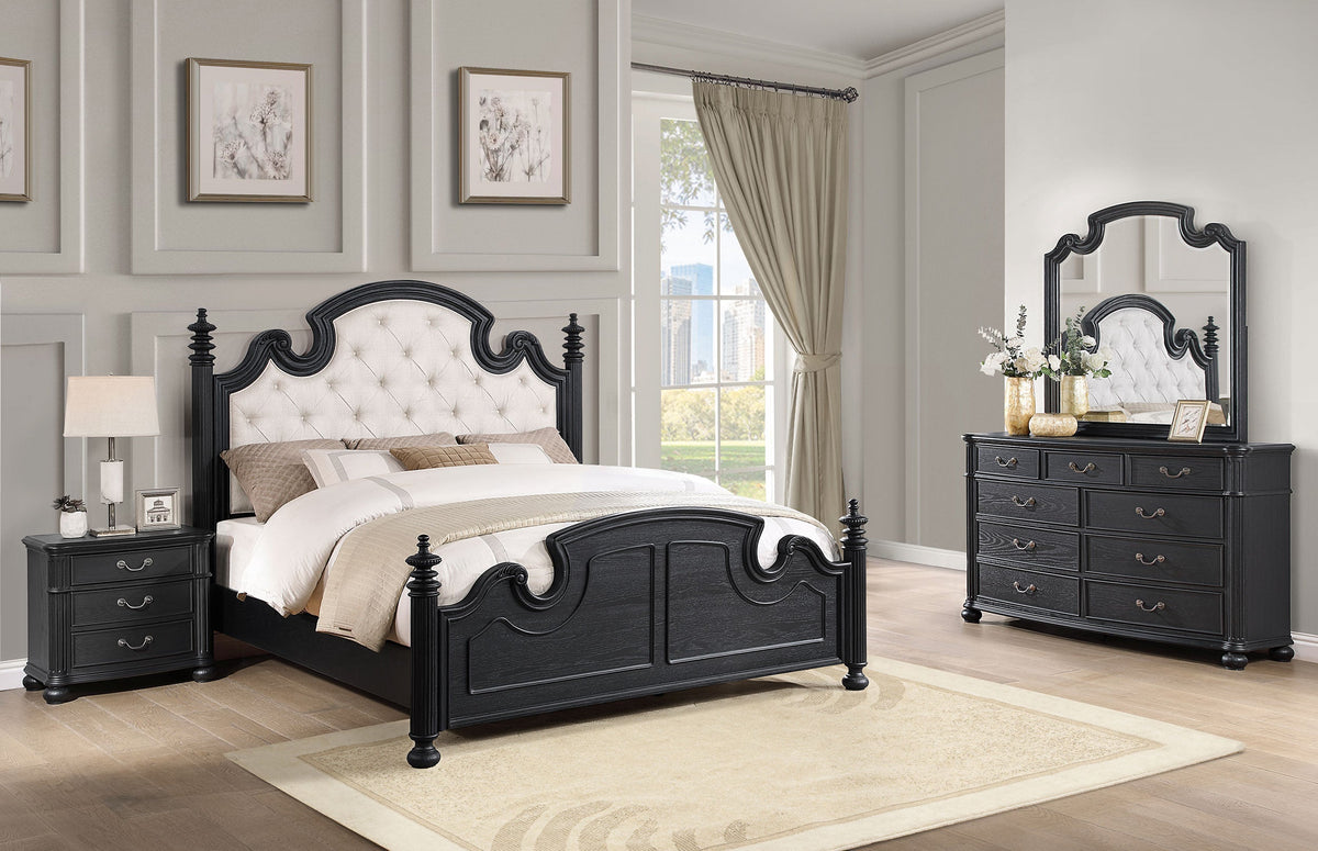 Celina   Bedroom Set with Upholstered Headboard Black and Beige