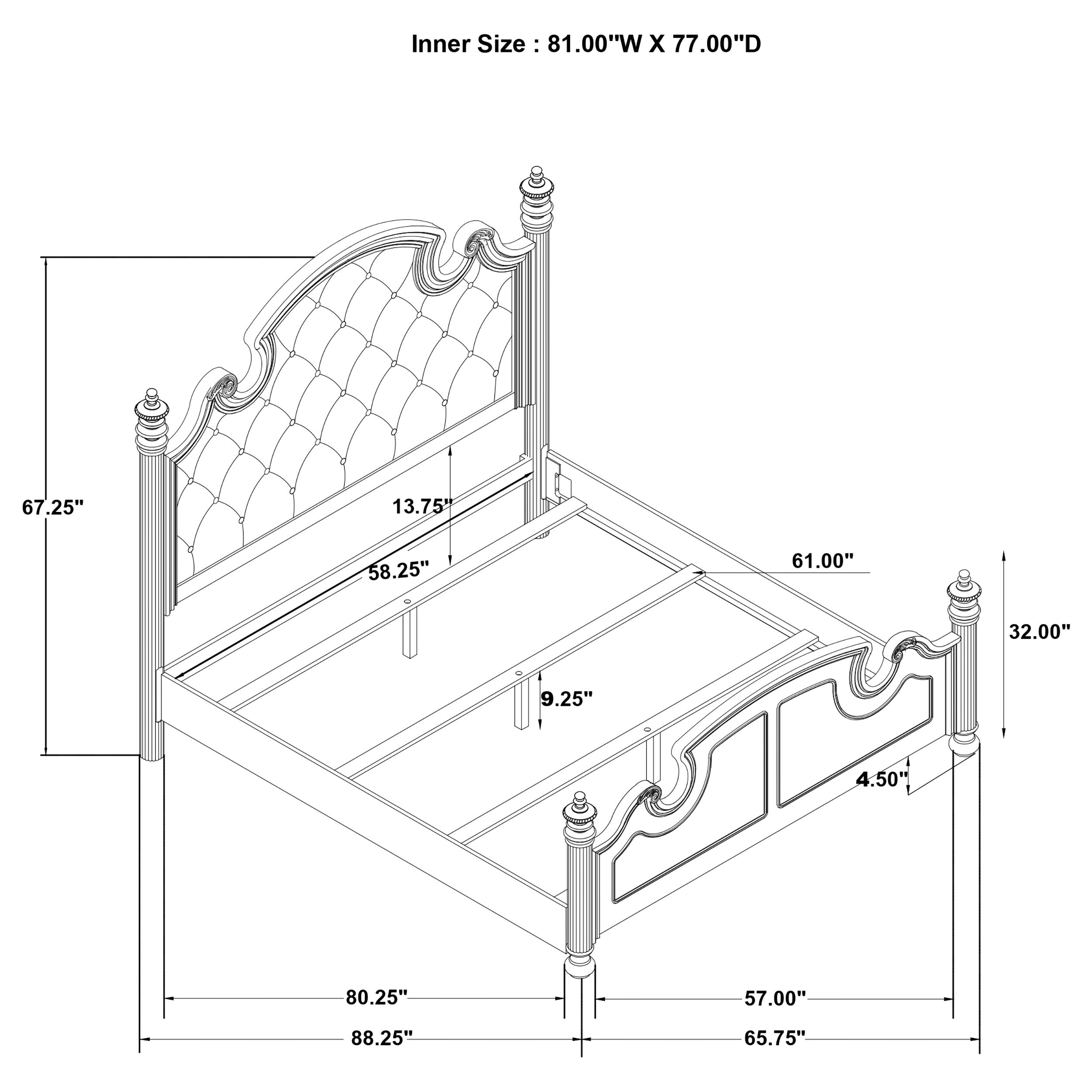 Celina  Bed with Upholstered Headboard Black and Beige