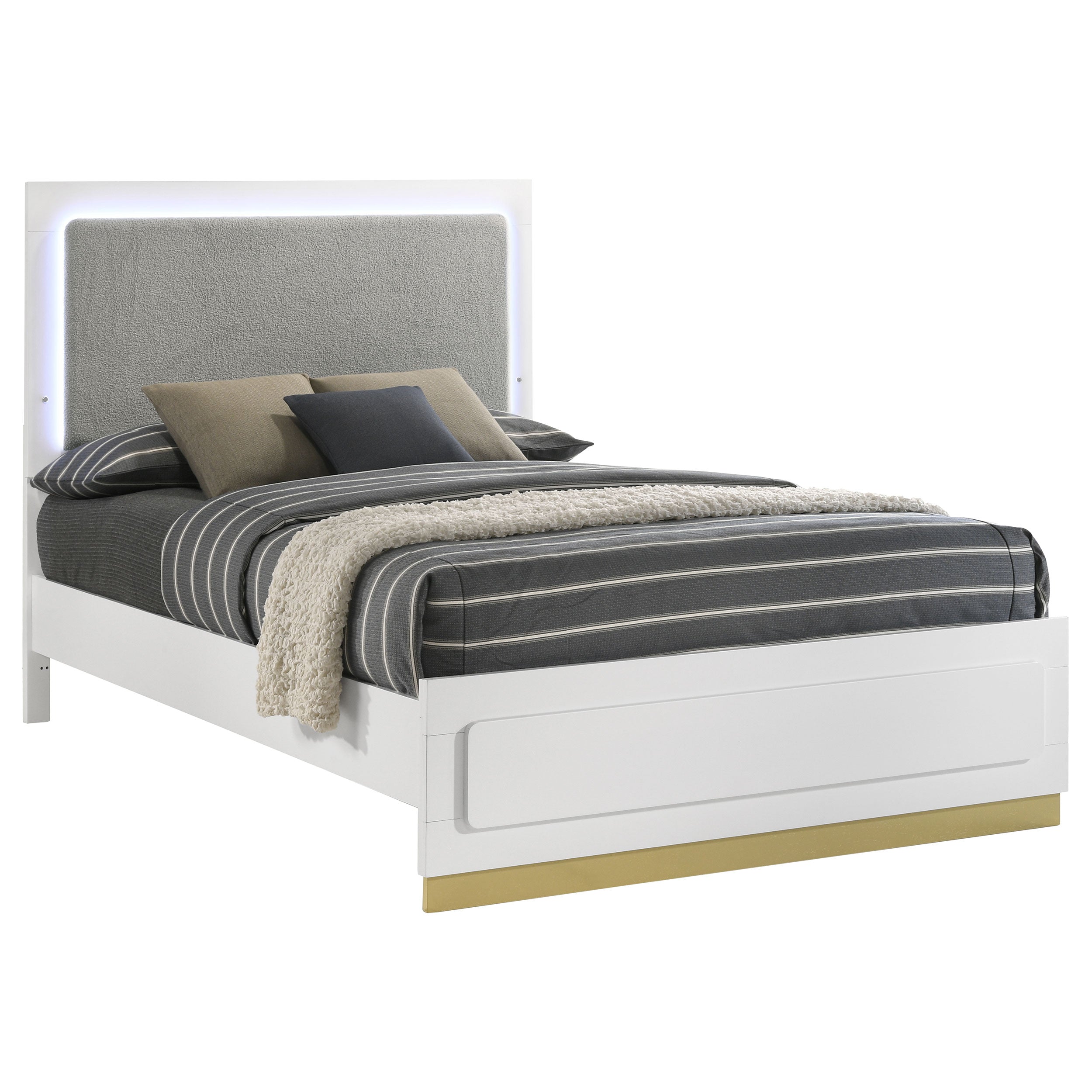 Caraway  Bed with LED Headboard White and Grey