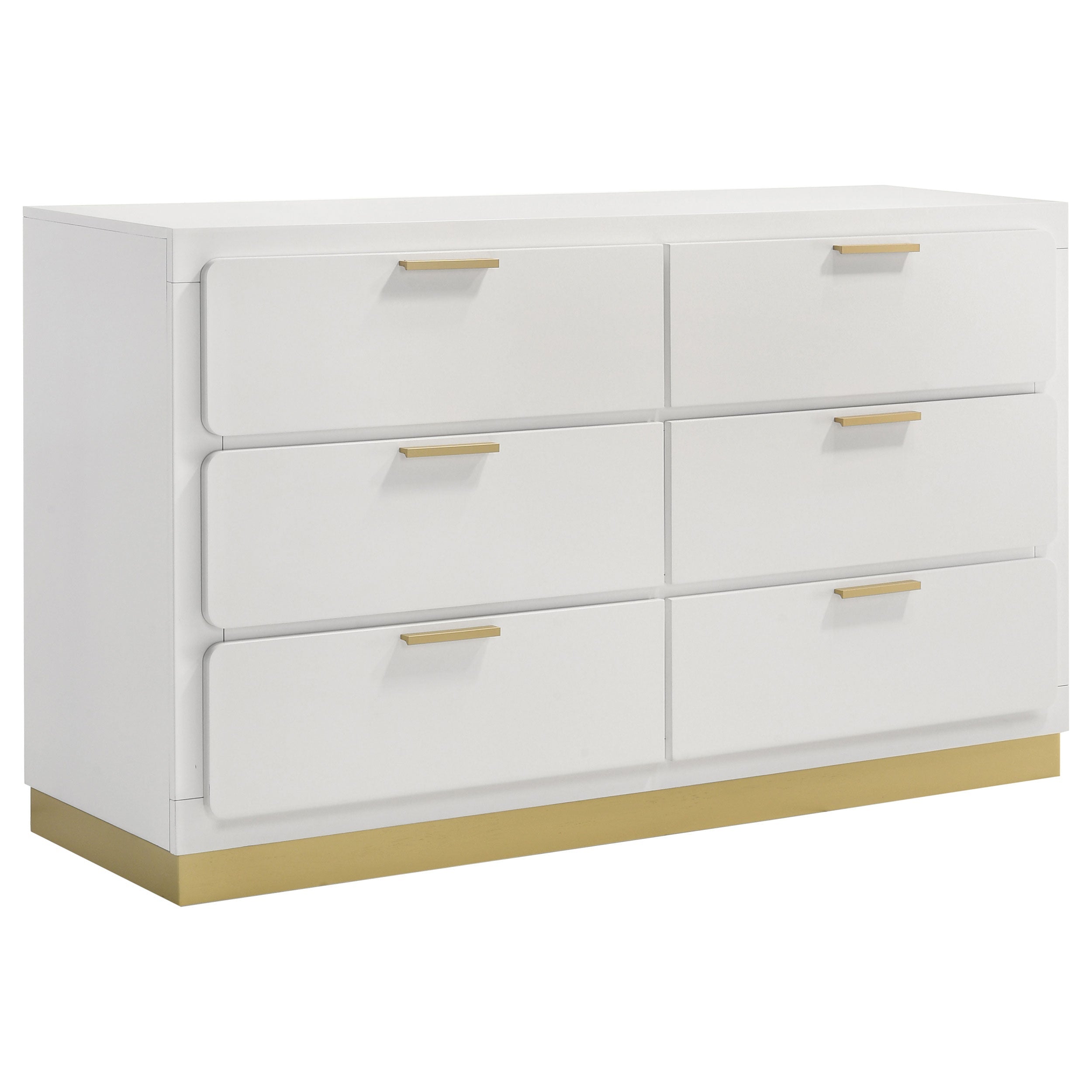 Caraway 6-drawer Bedroom Dresser with Mirror White