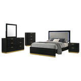 Caraway   Bedroom Set with LED Headboard Black and Grey