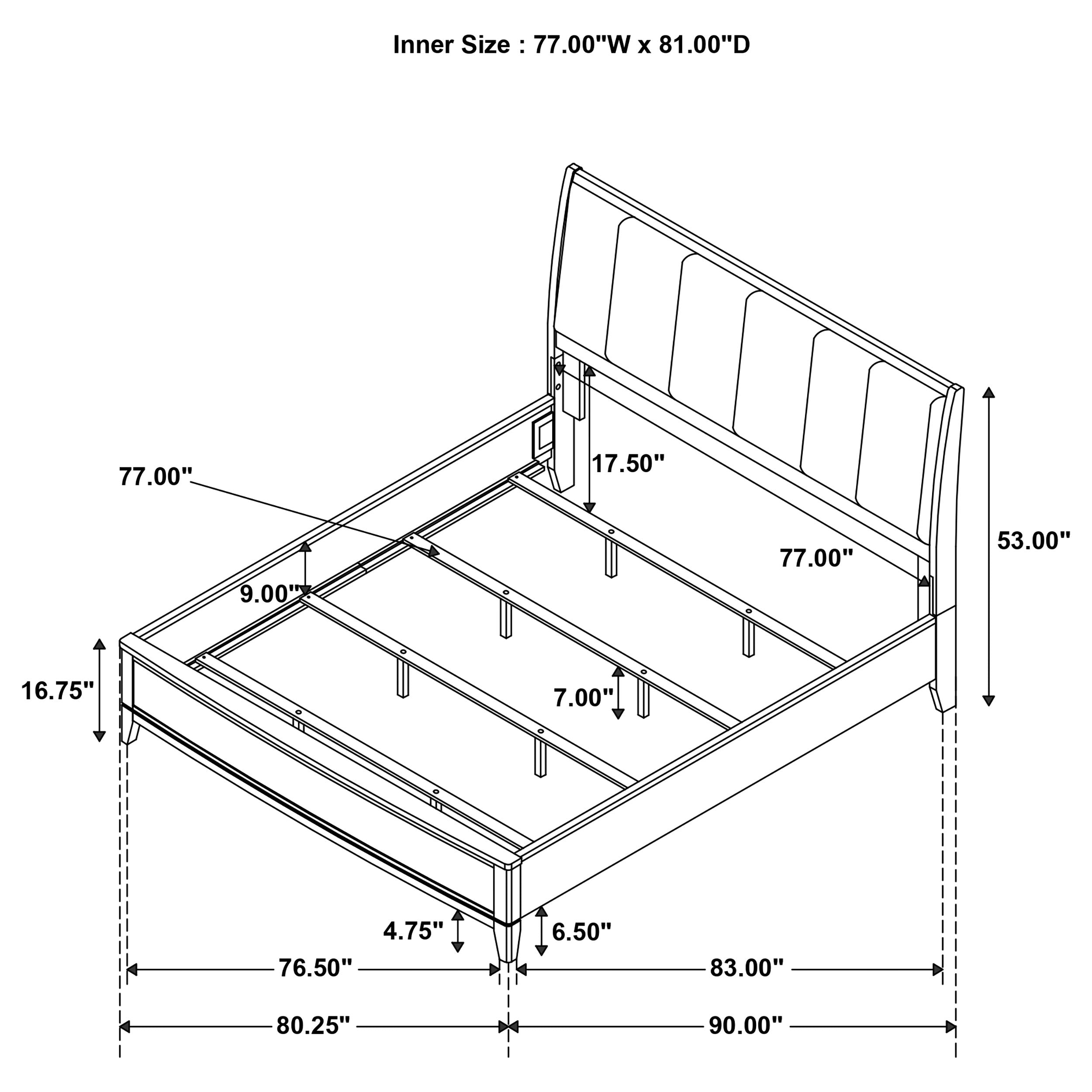 Granada Upholstered  Panel Bed Natural Pine