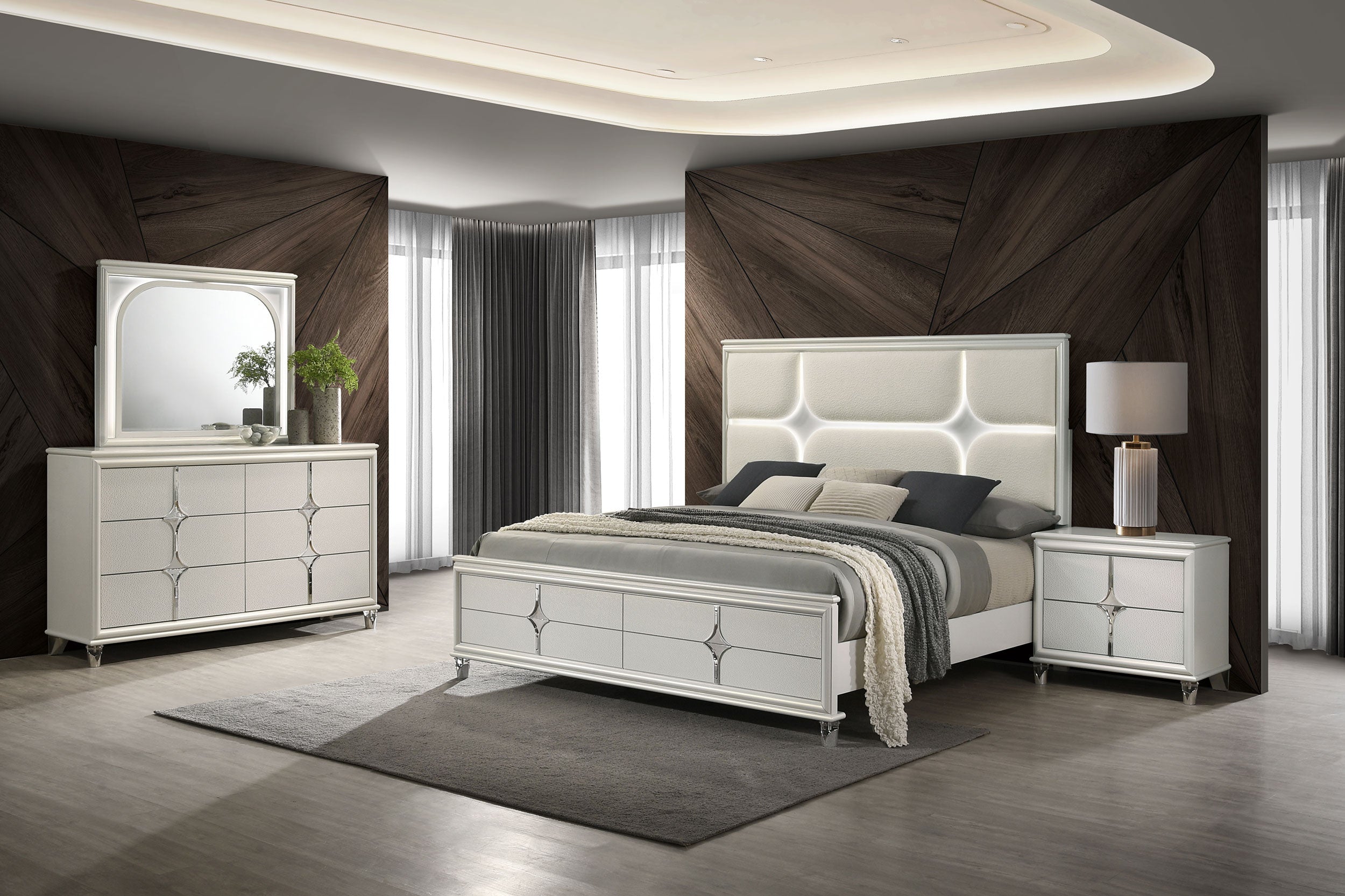 Olivia   Bedroom Set Pearl White