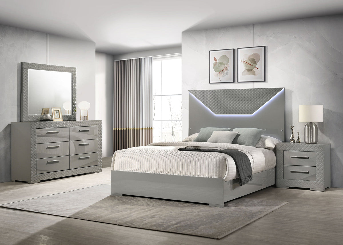 Ives   Bedroom Set Grey High Gloss