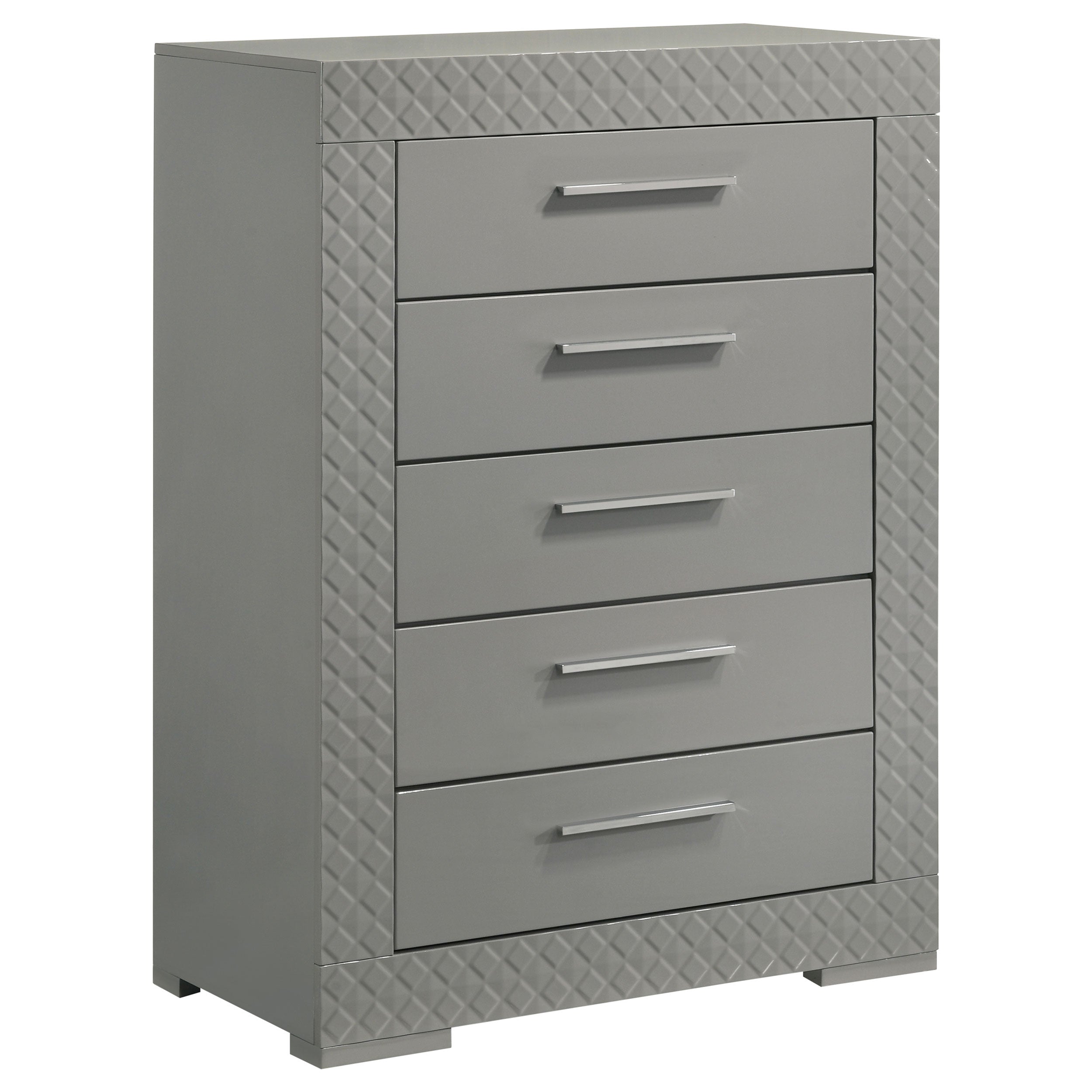 Ives   Bedroom Set Grey High Gloss