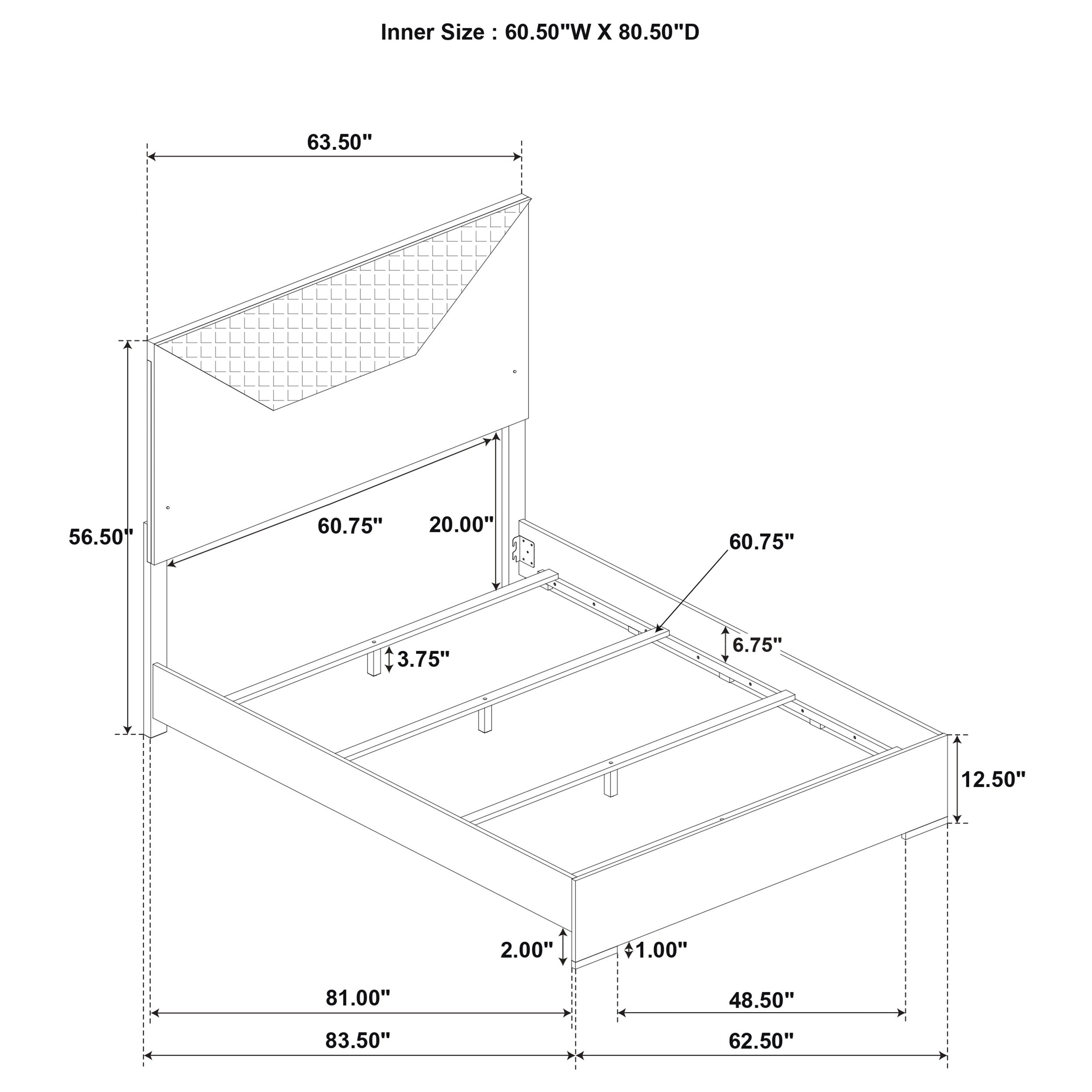 Ives  Panel Bed LED Headboard Grey High Gloss