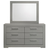 Ives 6-drawer Dresser and Mirror Grey High Gloss