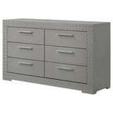 Ives 6-drawer Dresser Cabinet Grey High Gloss