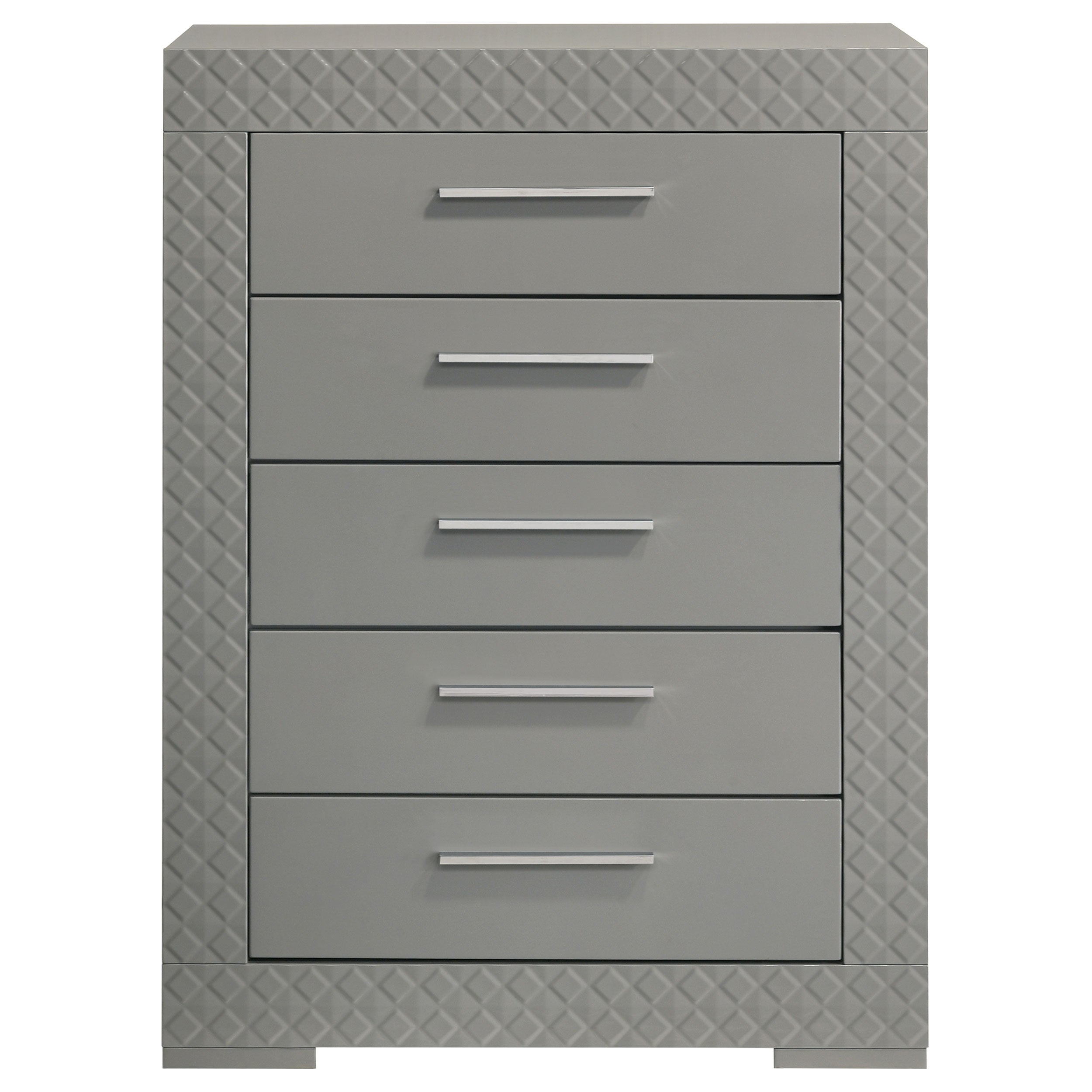 Ives 5-drawer Bedroom Chest of Drawers Grey High Gloss