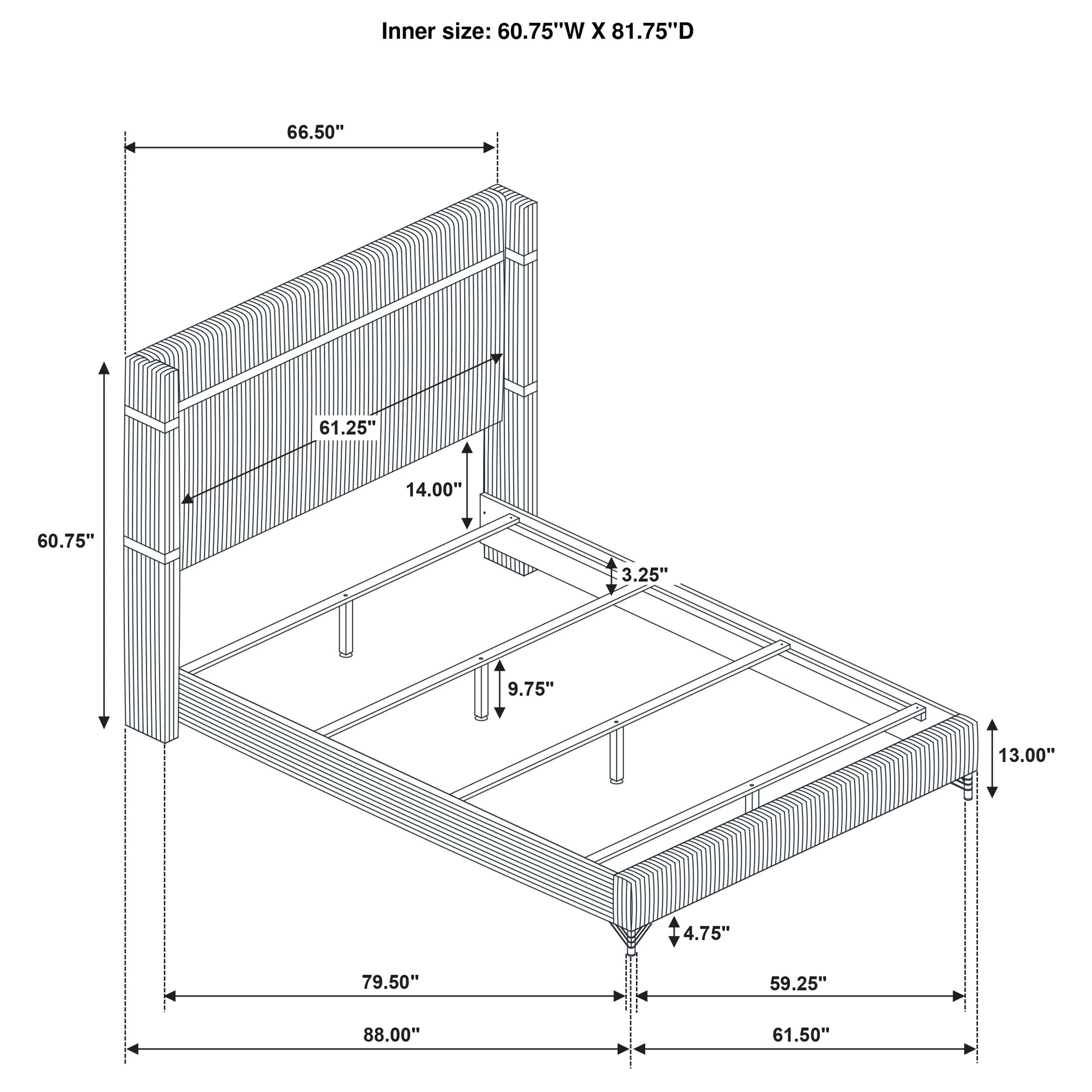 Lucia 61-inch Upholstered  Panel Bed Grey