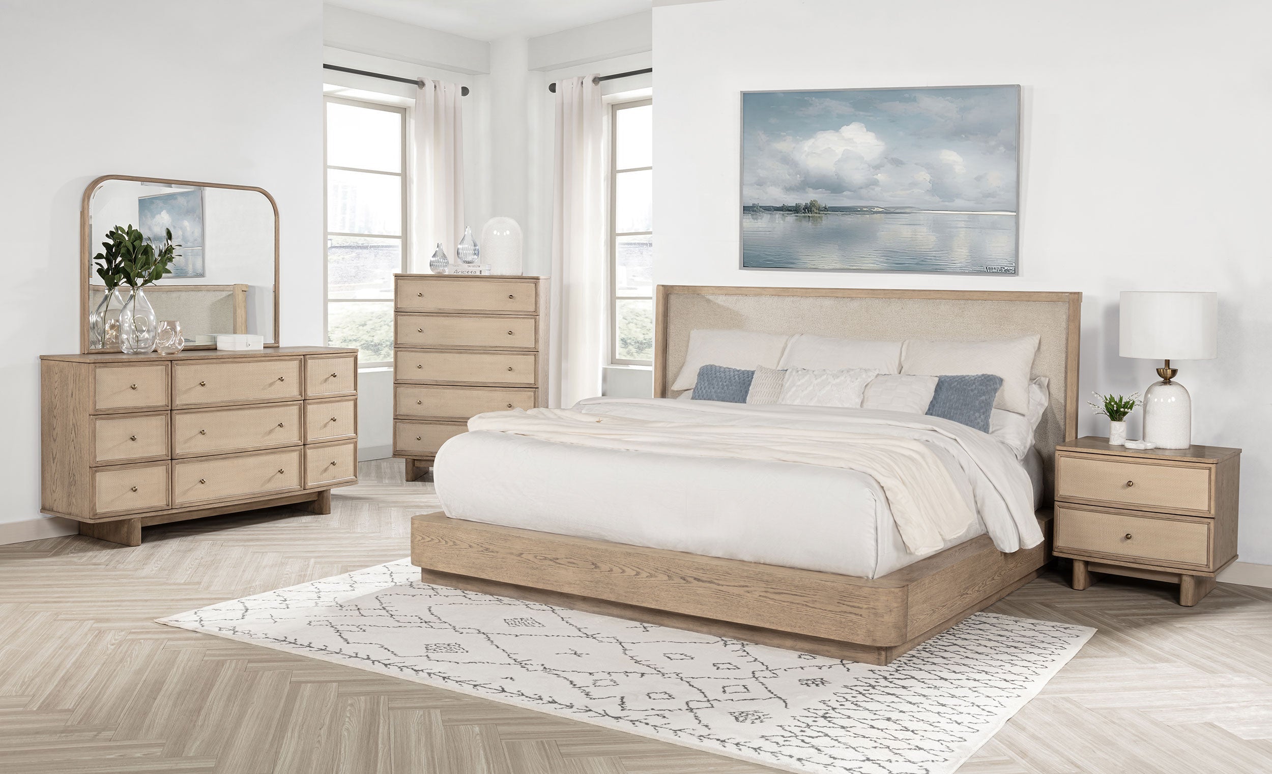 Kailani 49-inch  Wingback Bed Beige Oak