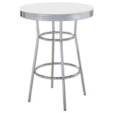 Theodore Round Bar Table Chrome and Glossy White