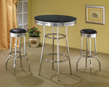 Retro 3-piece Round 1950s Bistro Pub Bar Table Set Black