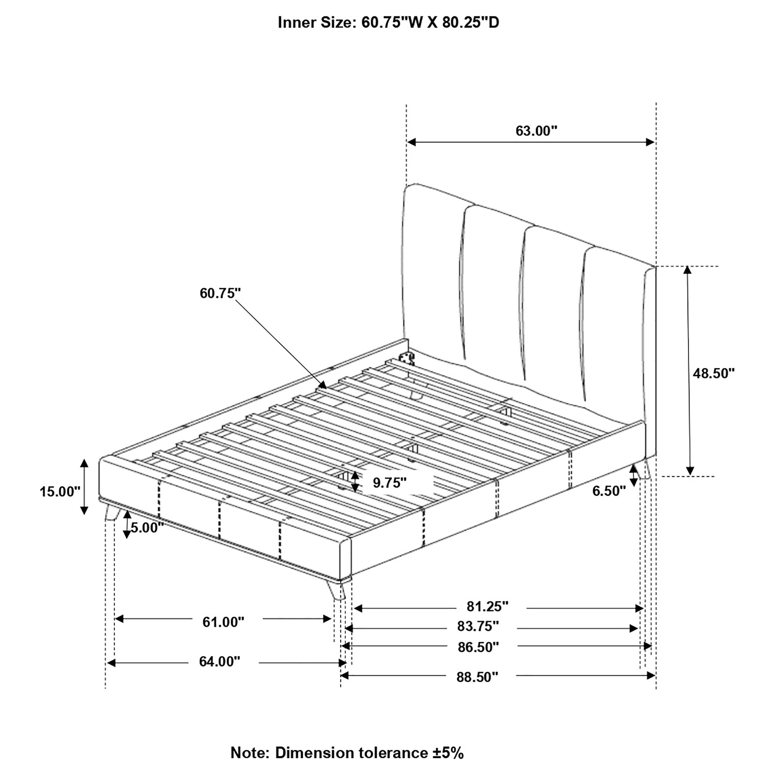 Charity  Upholstered Bed Blue