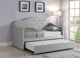 Elmore Upholstered Twin Daybed with Trundle Pearlescent Grey