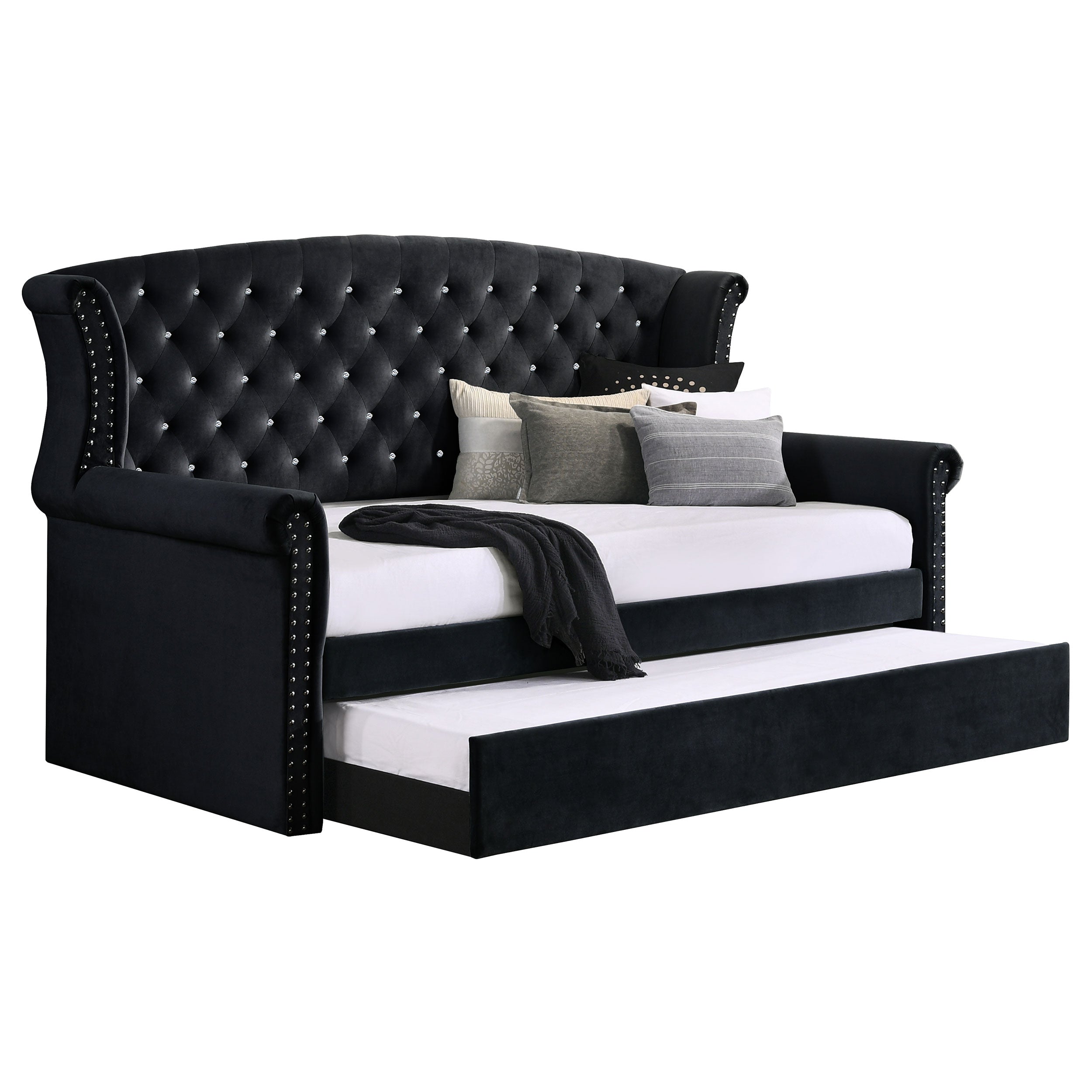 Scarlett Upholstered Tufted Twin Daybed with Trundle