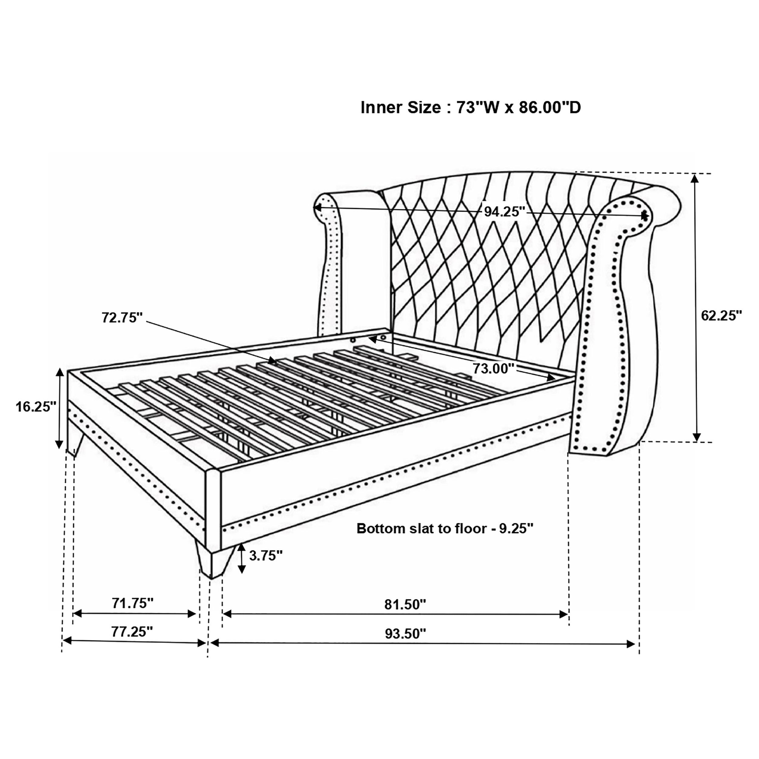 Barzini  Tufted Upholstered Bed Black