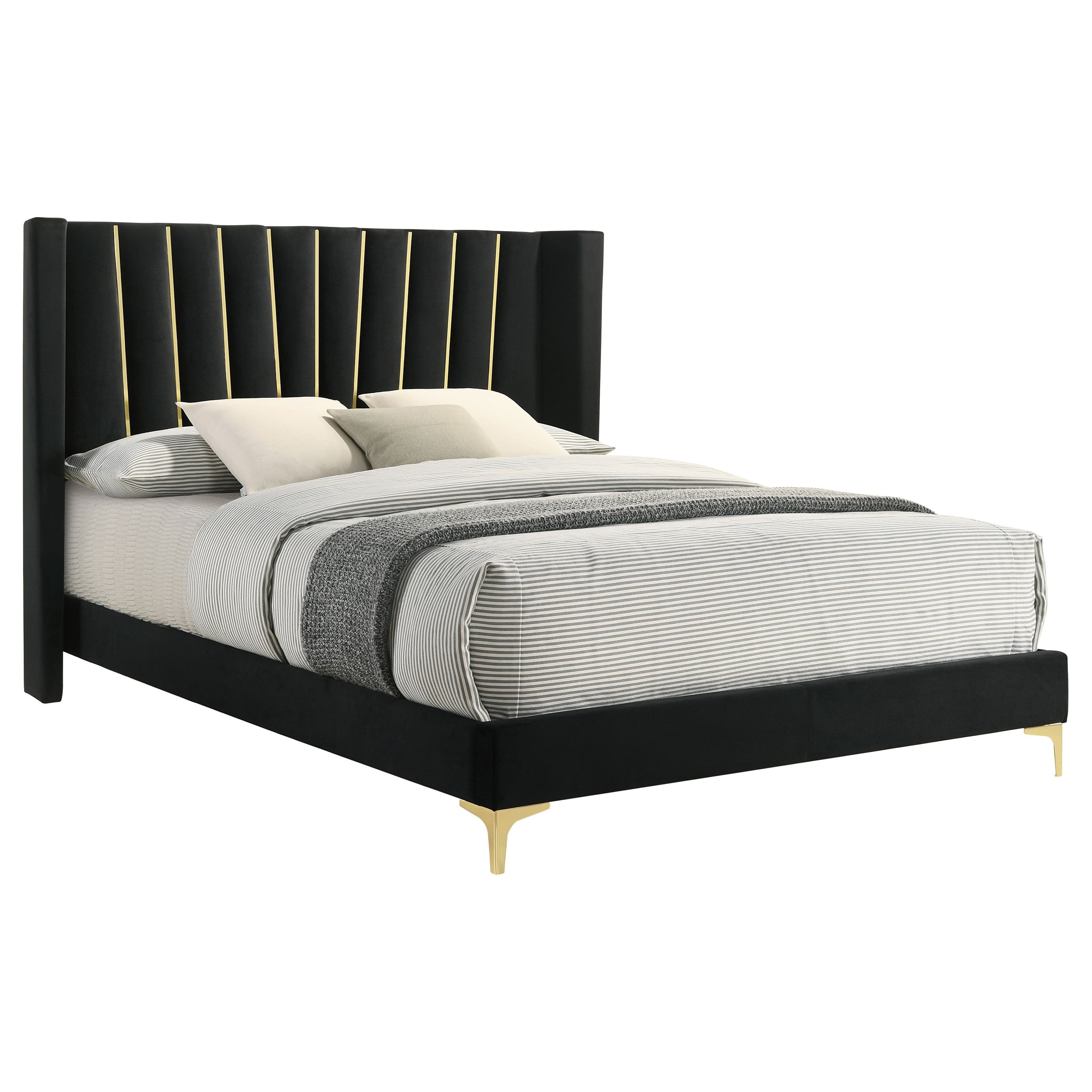 Kendall Upholstered Tufted  Panel Bed Black