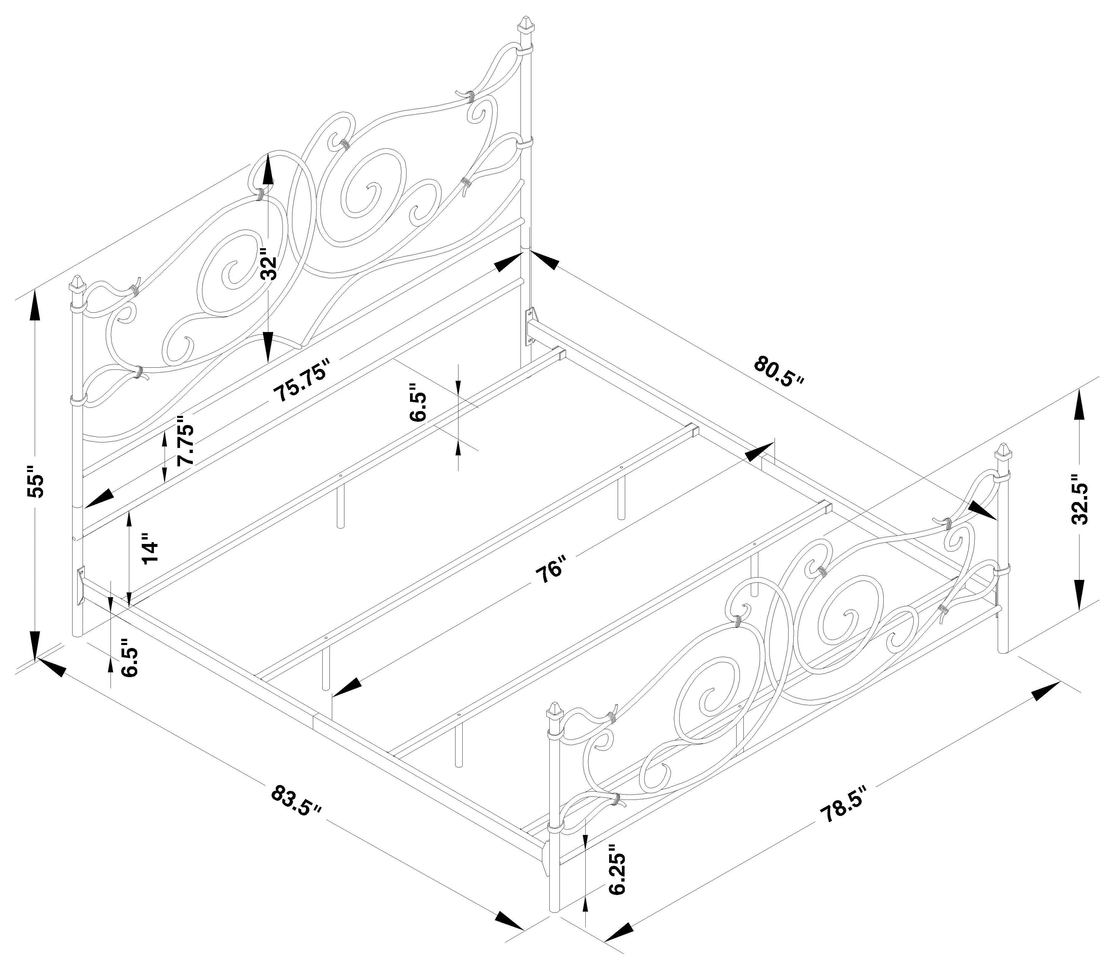 Parleys  Metal Bed with Scroll Headboard Dark Bronze