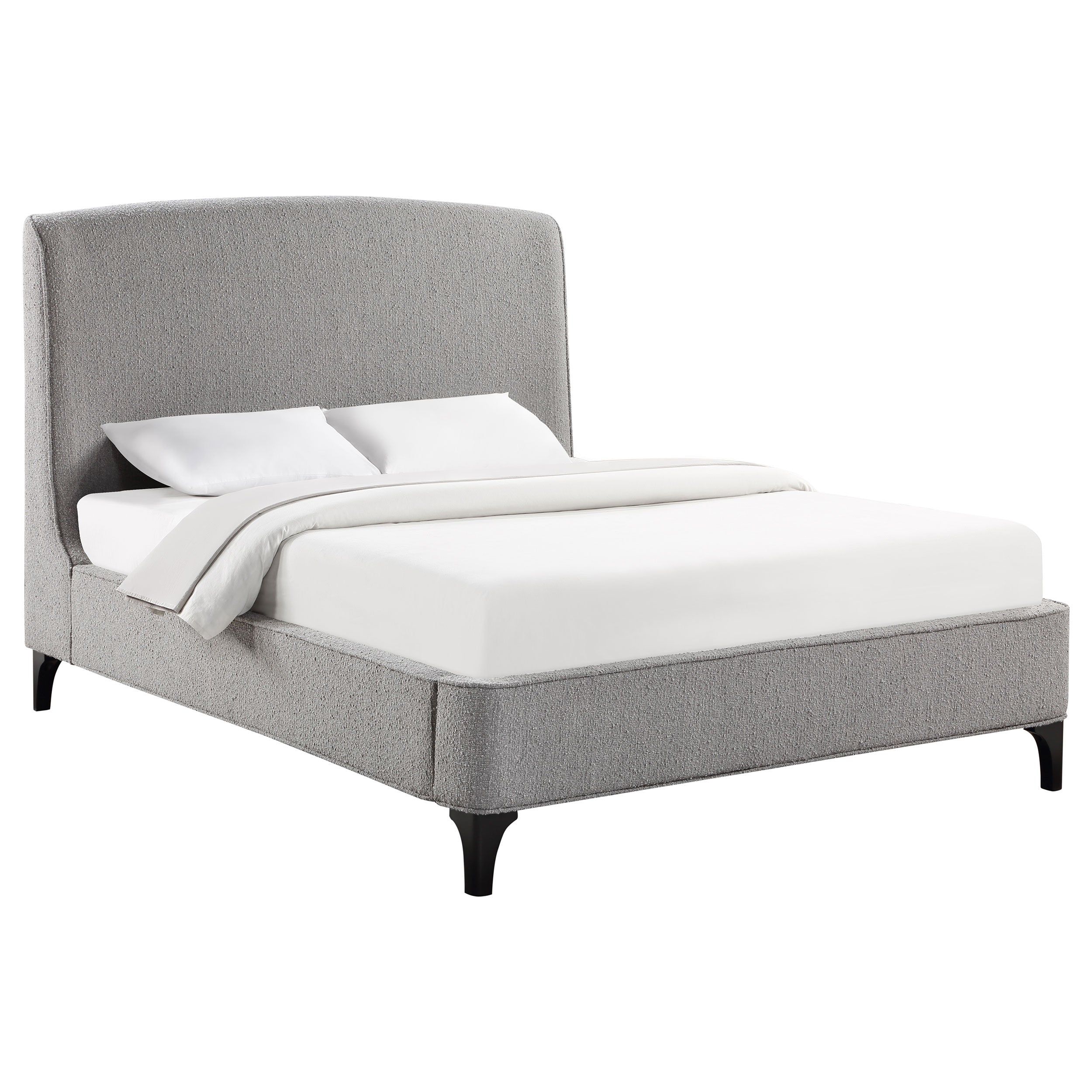 Mosby Upholstered Curved Headboard  Platform Bed Light Grey