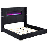 Tisdall 67-inch Upholstered  Fireplace Bed Black