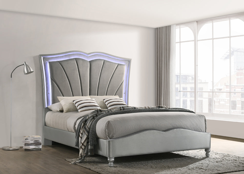 Chasina  Upholstered Bed with LED Lighting Grey