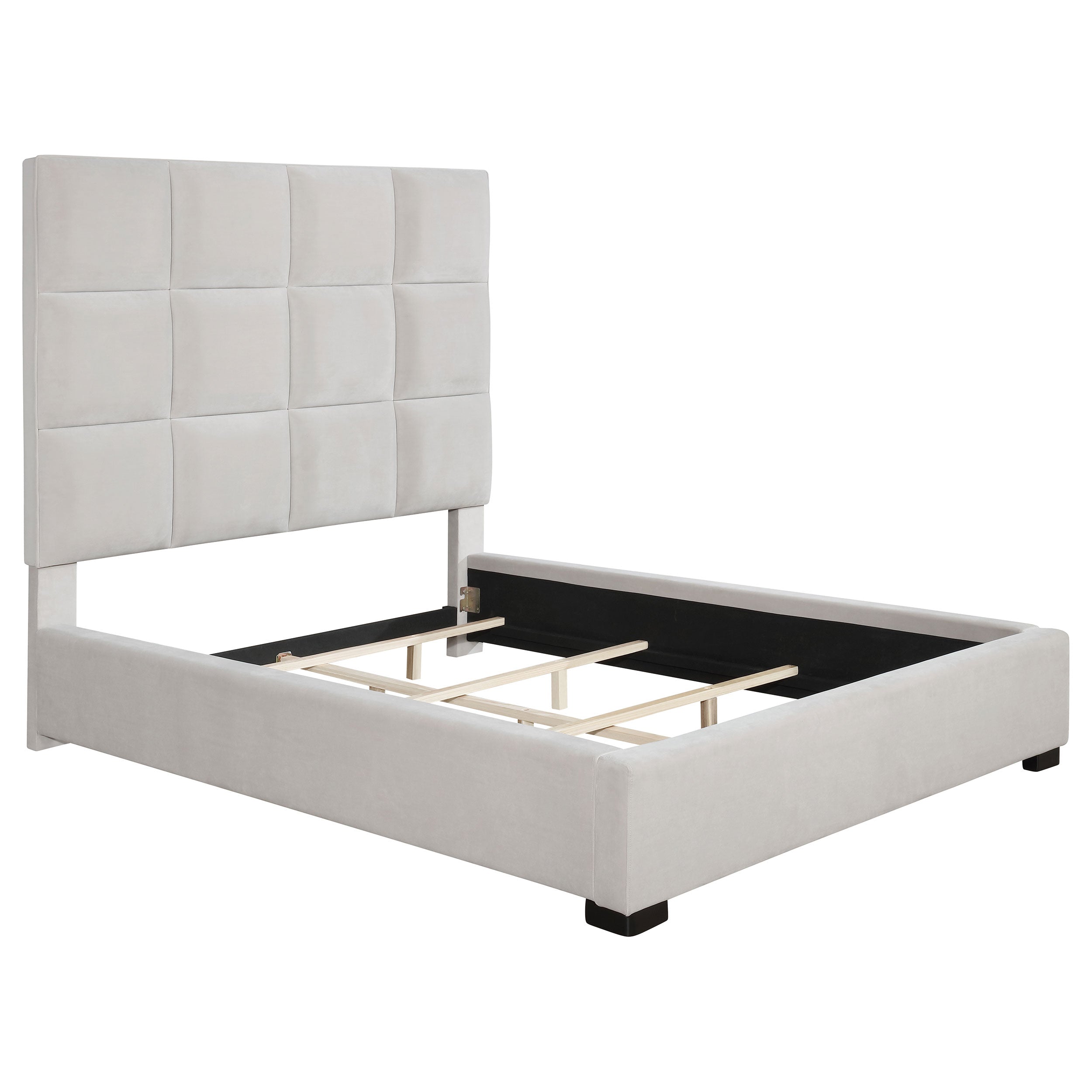 Panes  Tufted Upholstered Panel Bed Beige