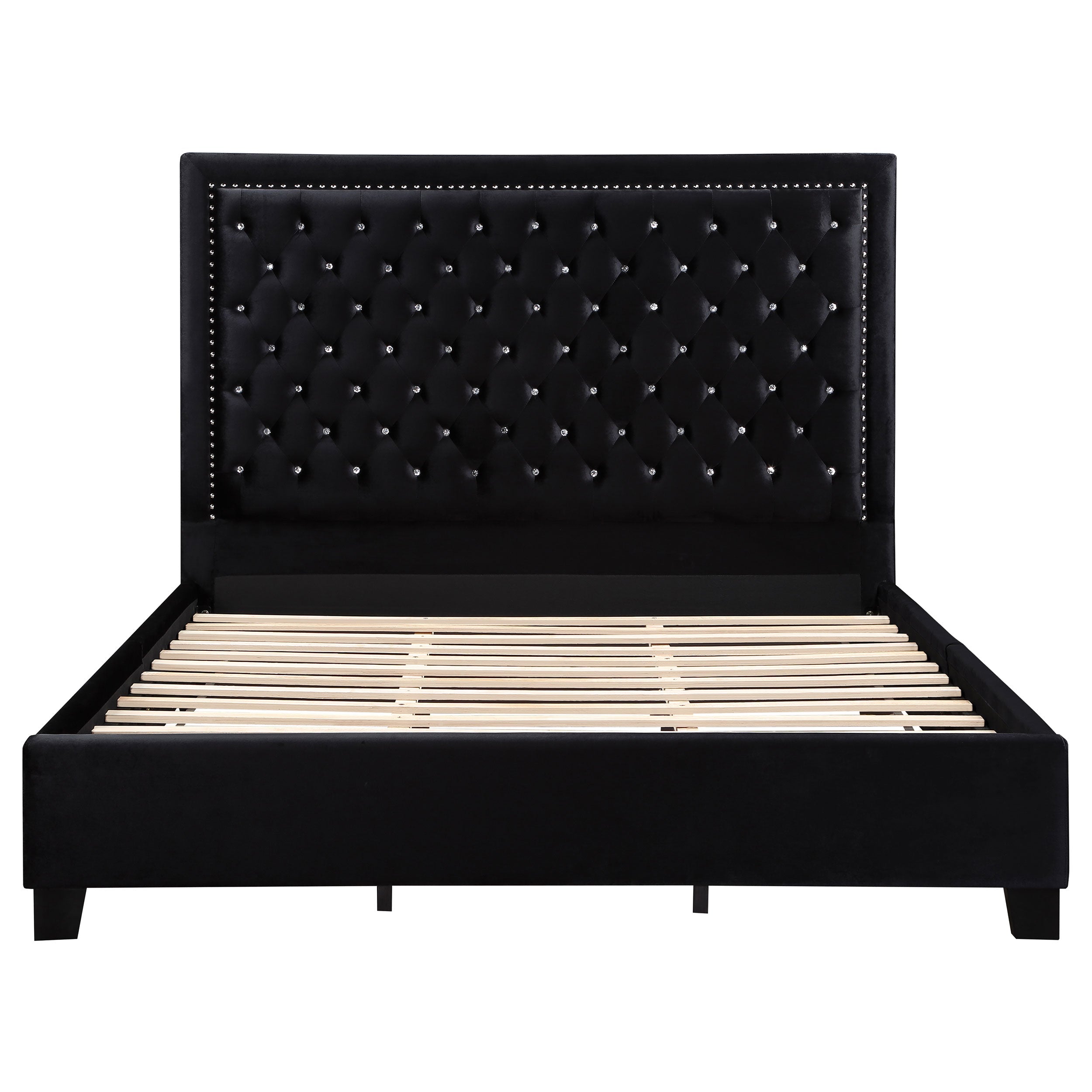 Hailey Upholstered Tufted Platform  Bed Black