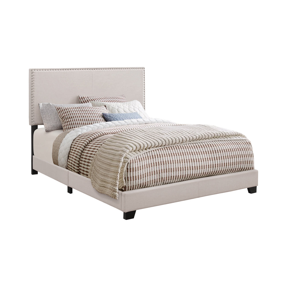 Boyd  Upholstered Bed with Nailhead Trim Ivory