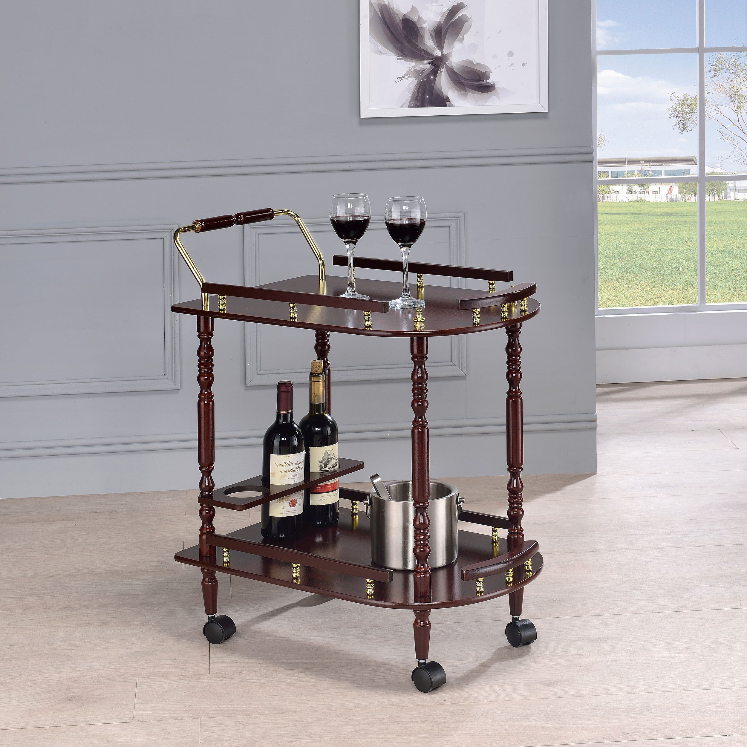 Palmer 2-tier Serving Cart Merlot and Brass