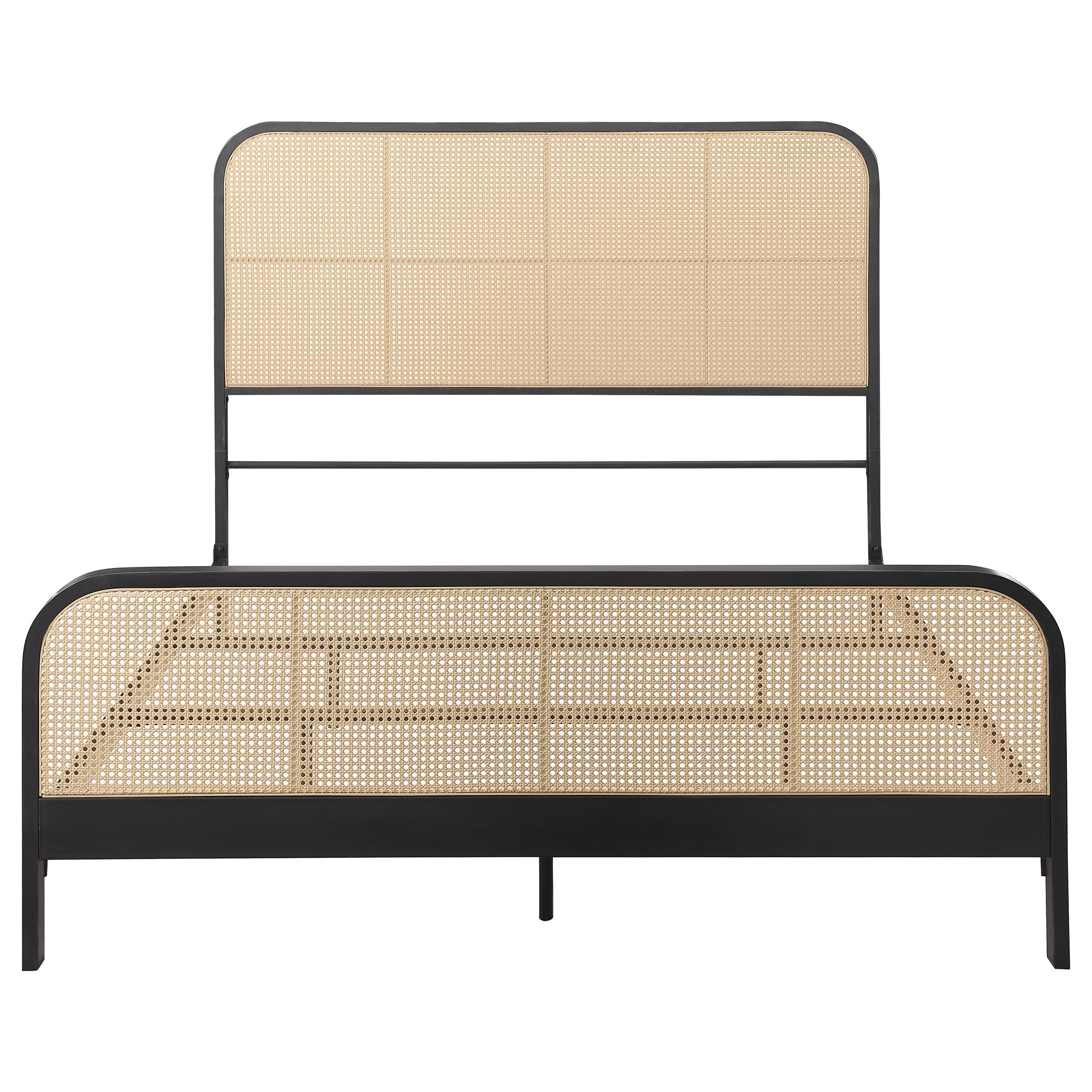 Lanewood Open Cane Rattan Metal  Bed Black