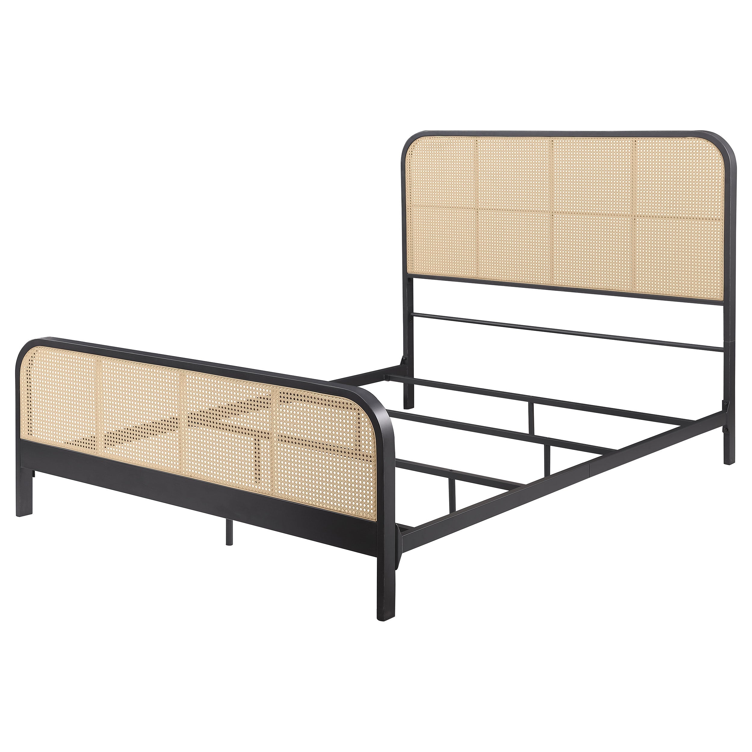 Lanewood Open Cane Rattan Metal  Bed Black