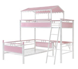 Alexia Twin over Twin Workstation Bunk Bed Pink and White