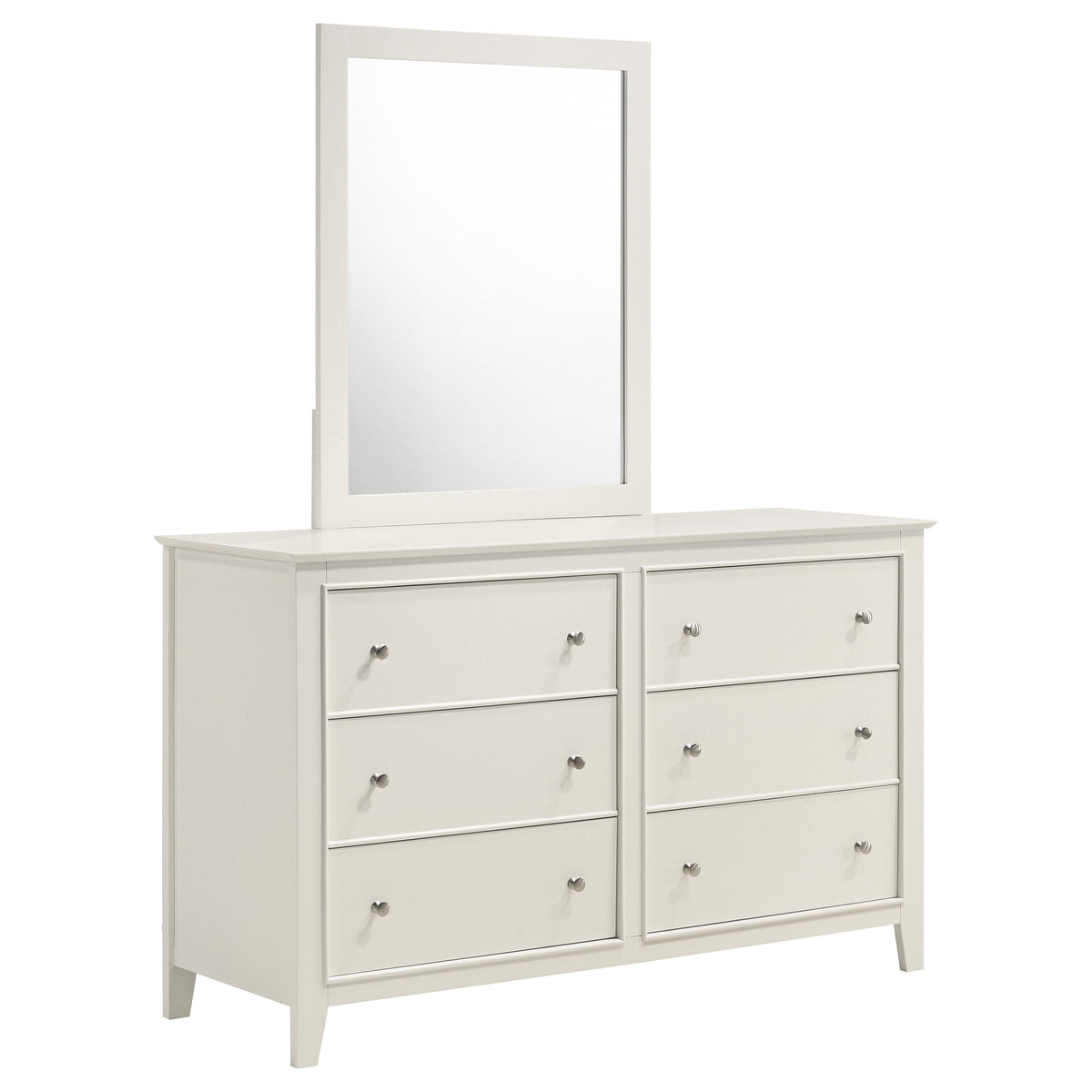 Selena 6-drawer Dresser with Mirror Cream White