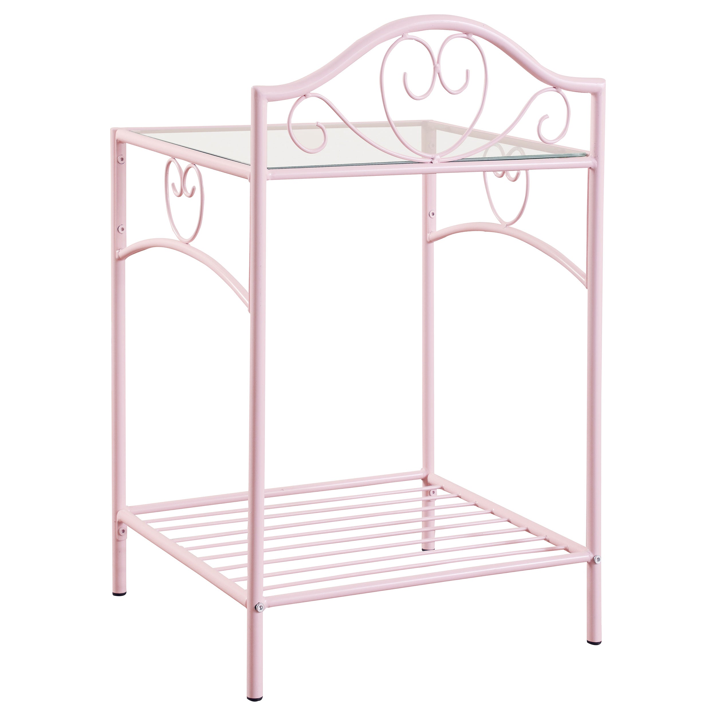 Massi 1-shelf Nightstand with Glass Top Powder Pink